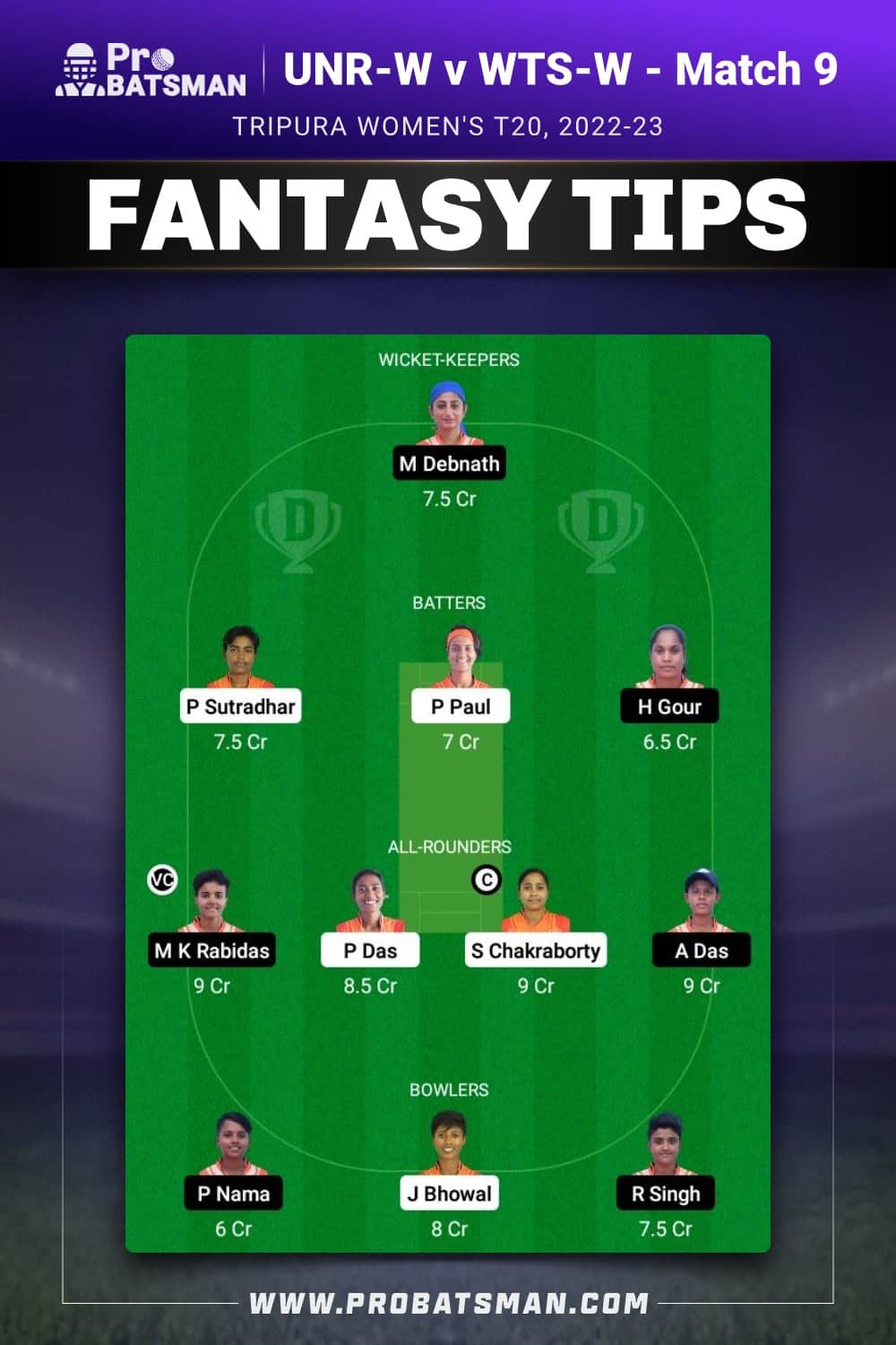 UNR-W vs WTS-W Dream11 Prediction - Fantasy Team 1 UNR-W vs WTS-W Dream11 Prediction - Fantasy Team 1