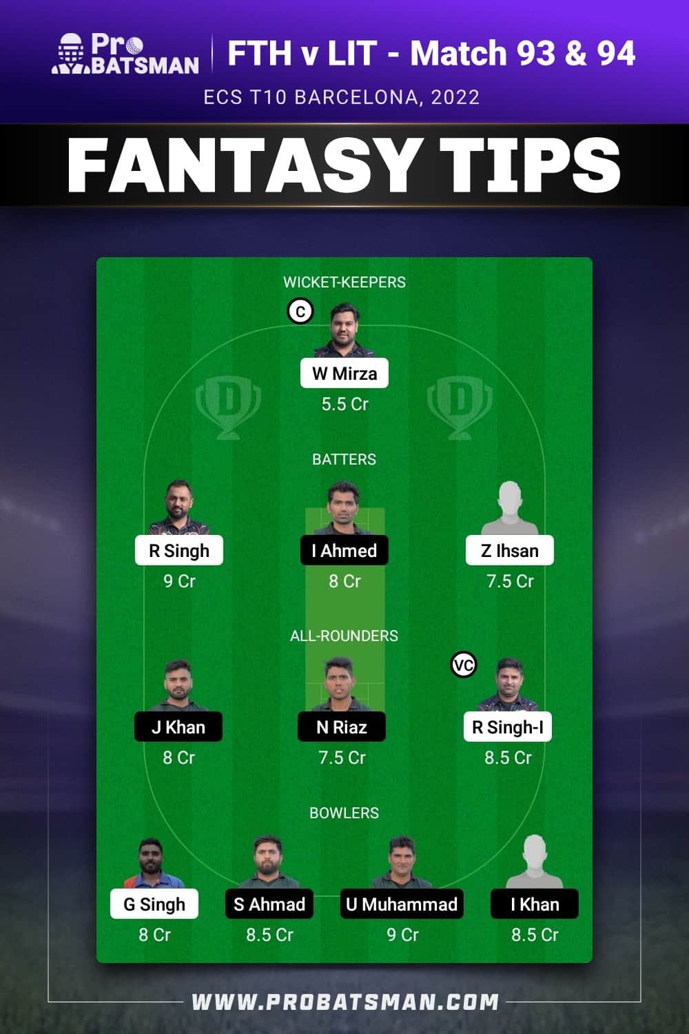 FTH vs LIT Dream11 Prediction - Fantasy Team 2