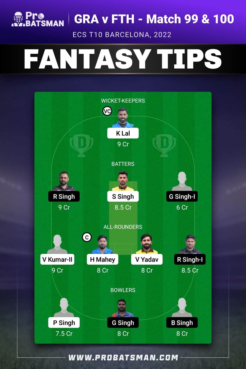 GRA vs FTH Dream11 Prediction - Fantasy Team 2