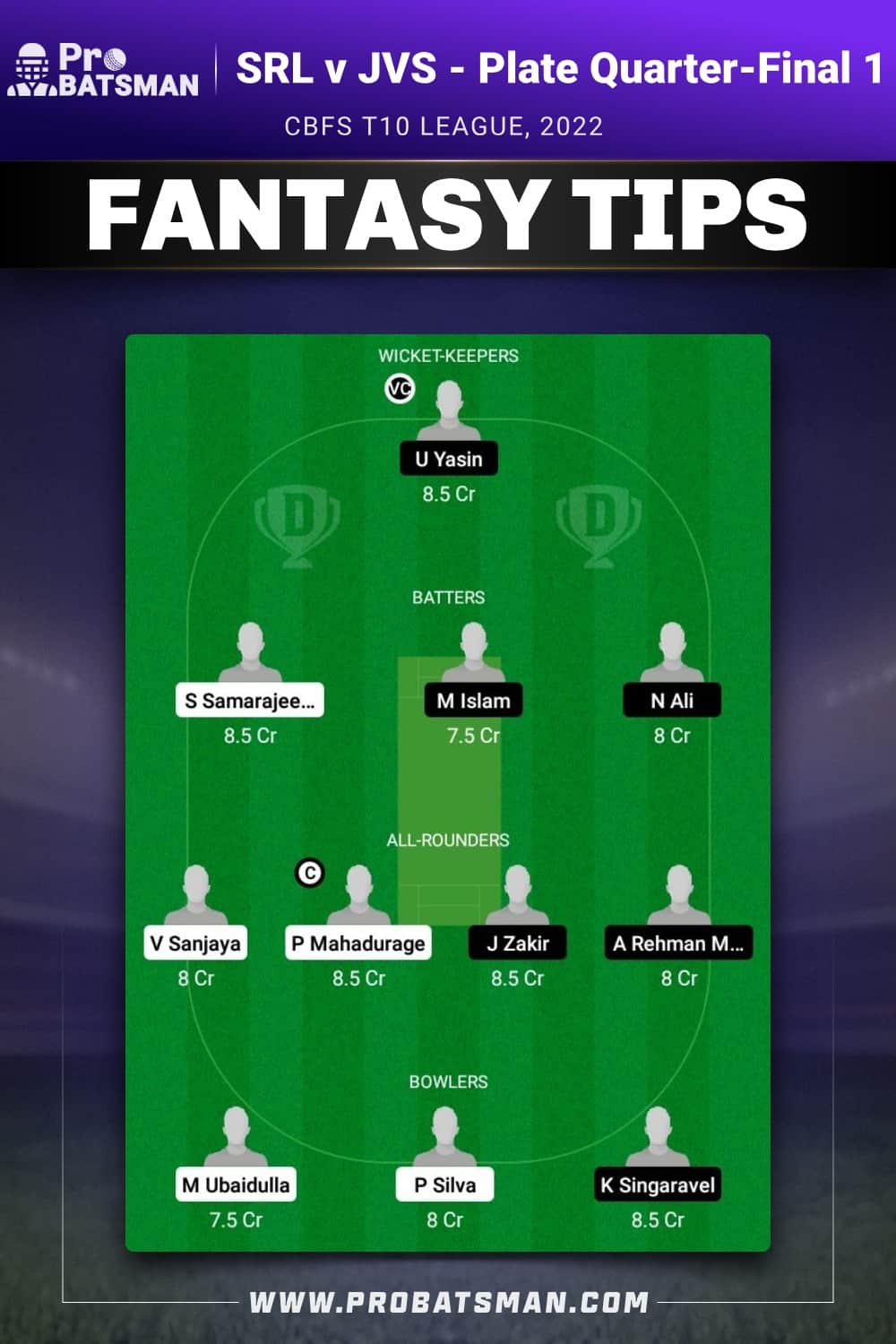 SRL vs JVS Dream11 Prediction - Fantasy Team 2