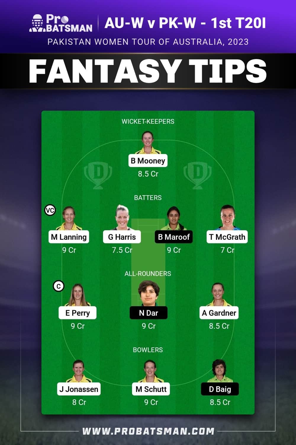 AU-W vs PK-W Dream11 Prediction - Fantasy Team 2