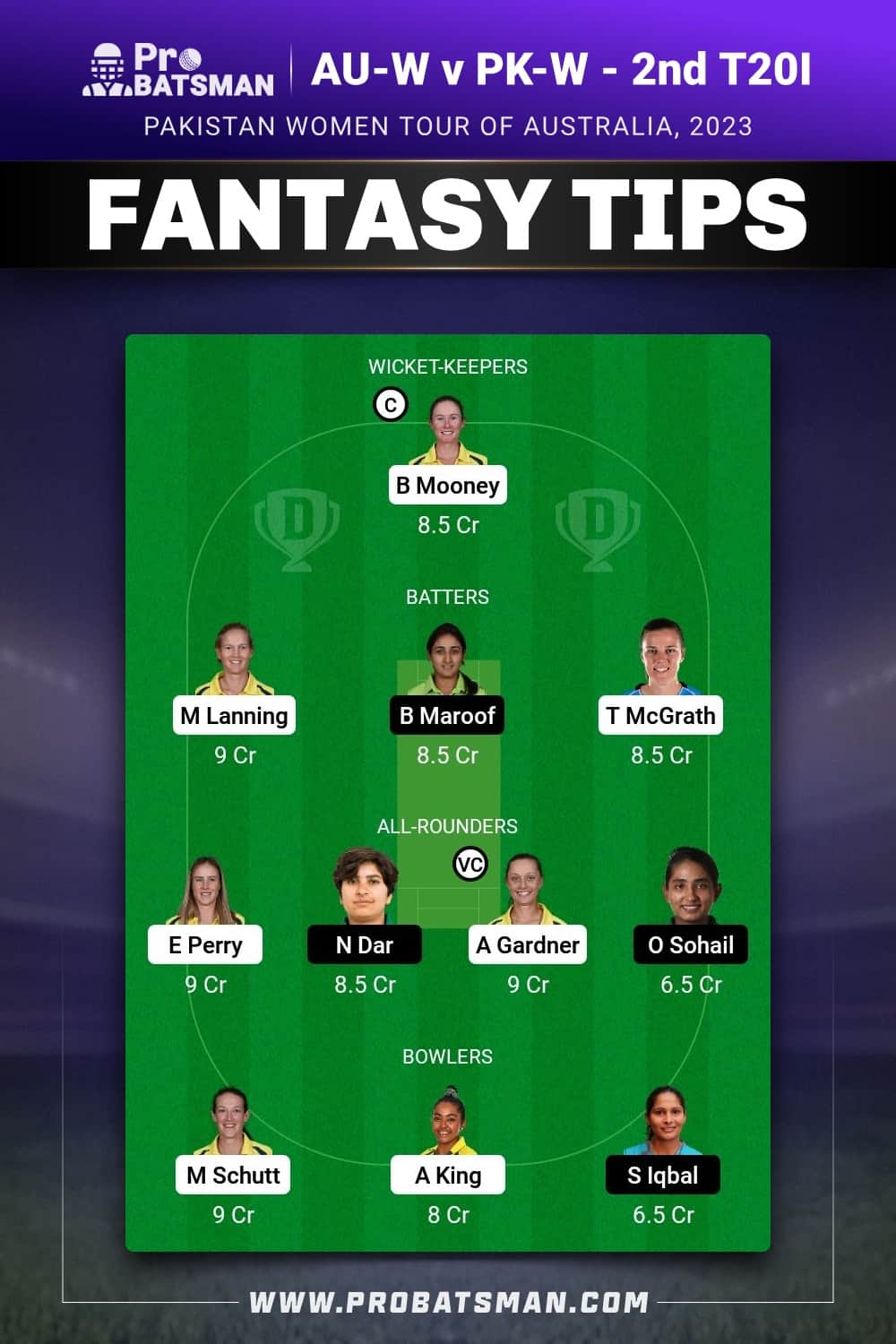 AU-W vs PK-W Dream11 Prediction - Fantasy Team 2 AU-W vs PK-W Dream11 Prediction - Fantasy Team 2
