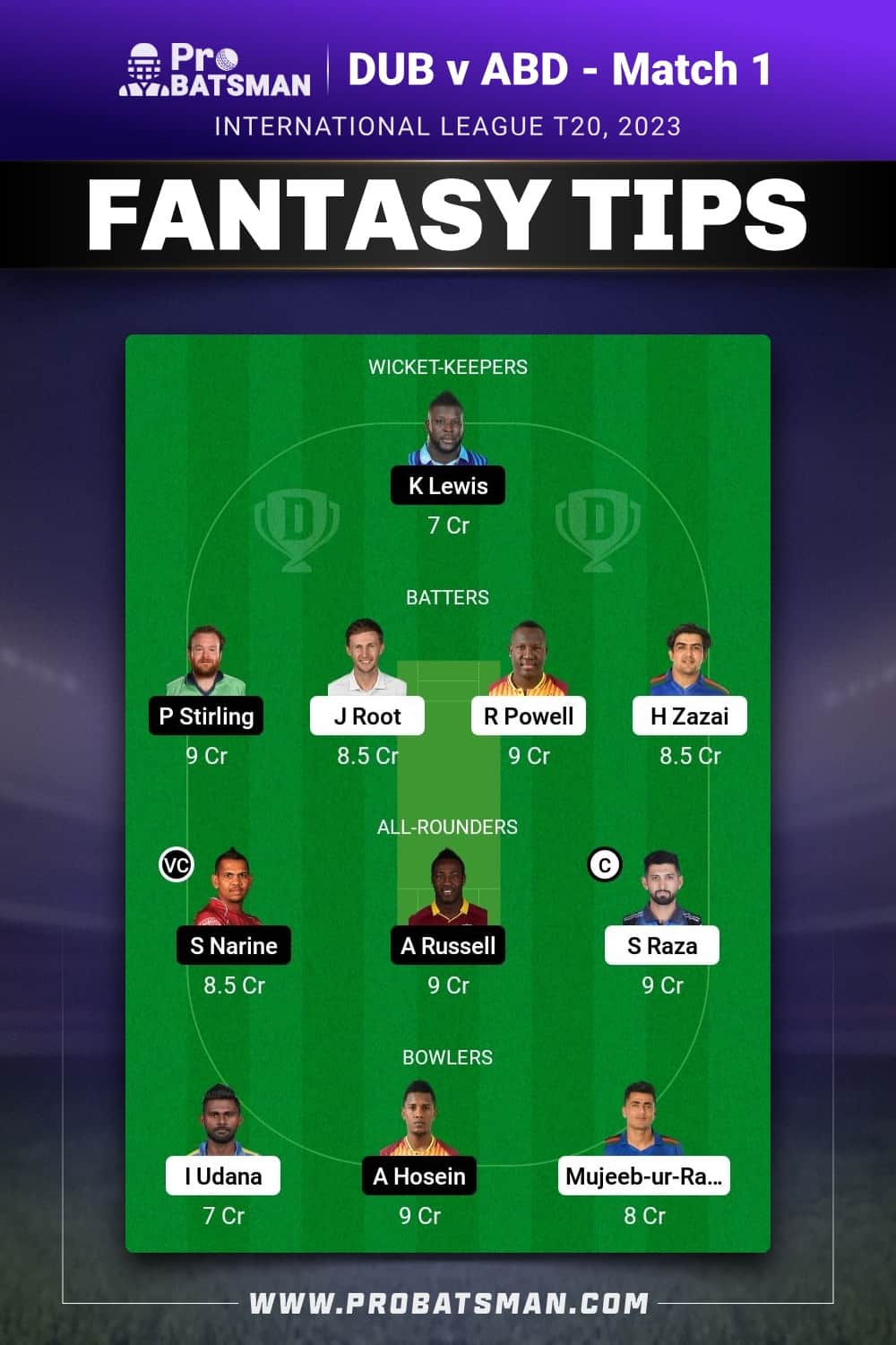 DUB vs ABD Dream11 Prediction - Fantasy Team 2