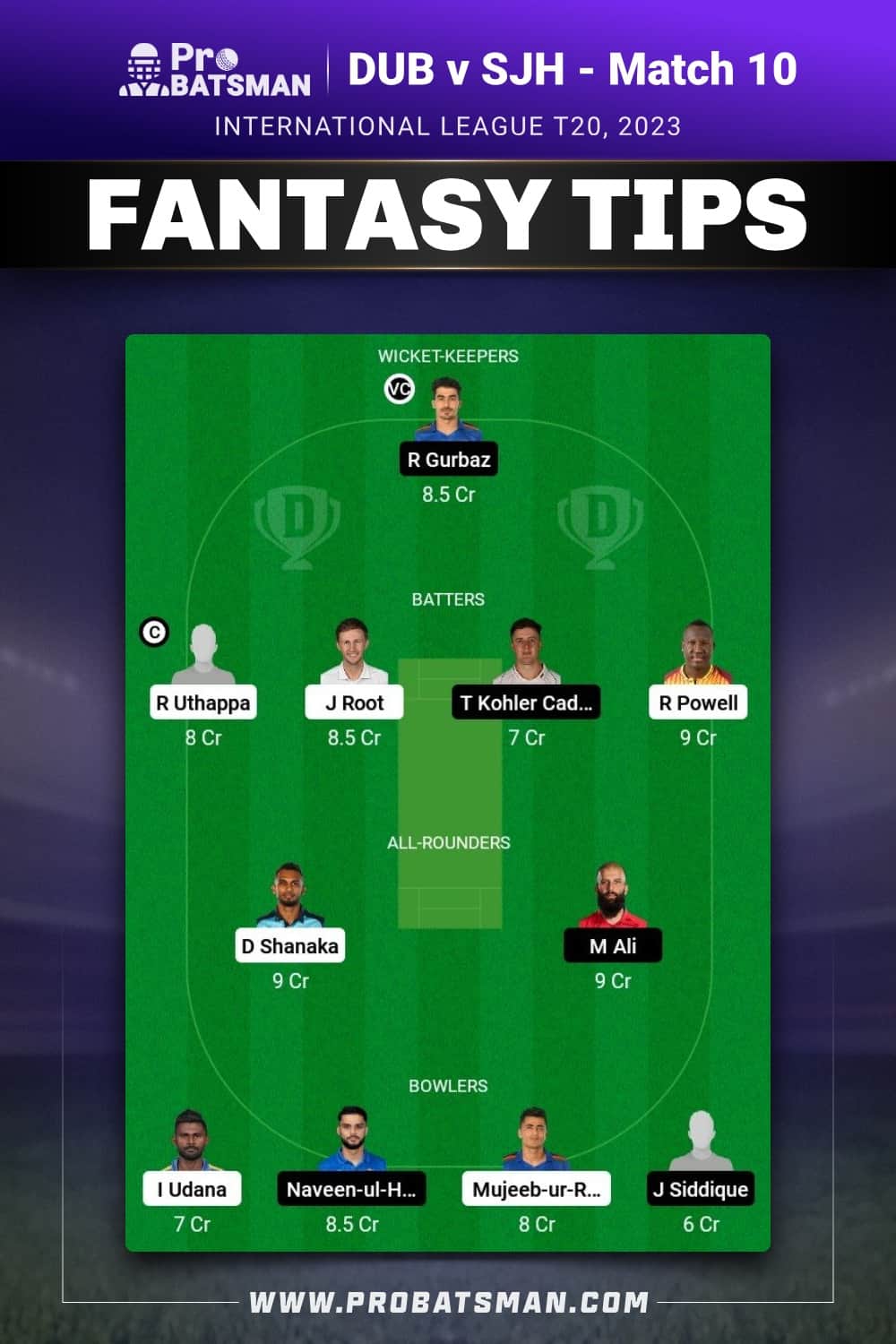 DUB vs SJH Dream11 Prediction - Fantasy Team 2 DUB vs SJH Dream11 Prediction - Fantasy Team 2