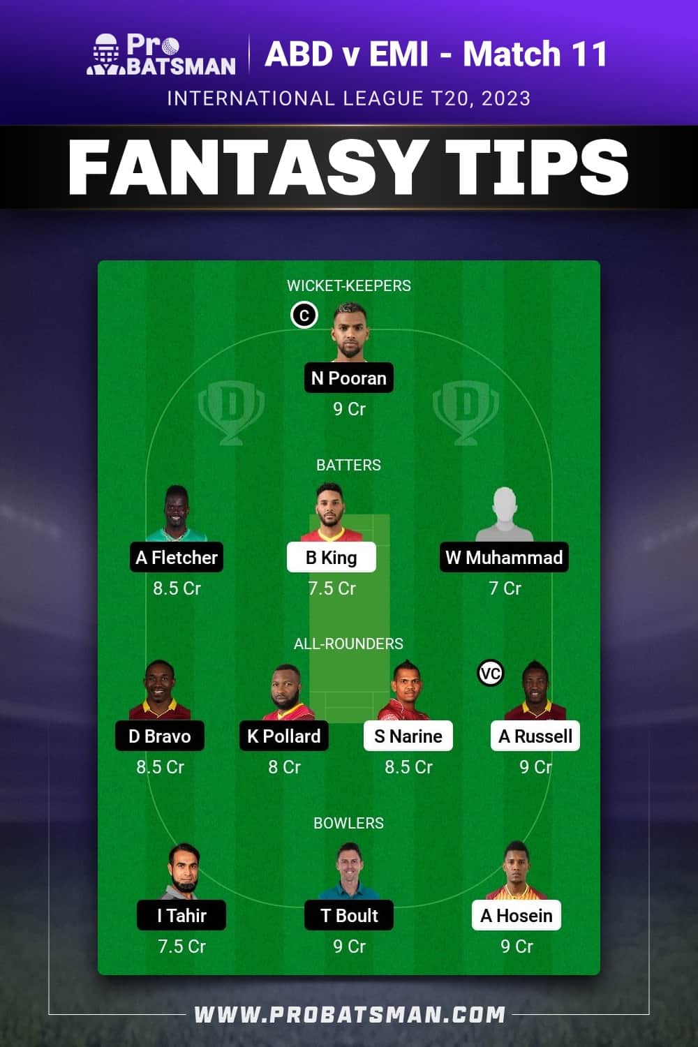 ABD vs EMI Dream11 Prediction - Fantasy Team 2