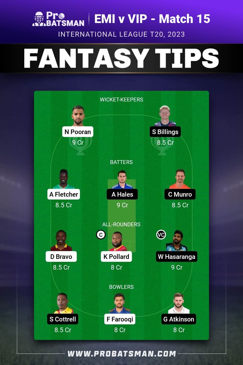 EMI vs VIP Dream11 Prediction - Fantasy Team 2