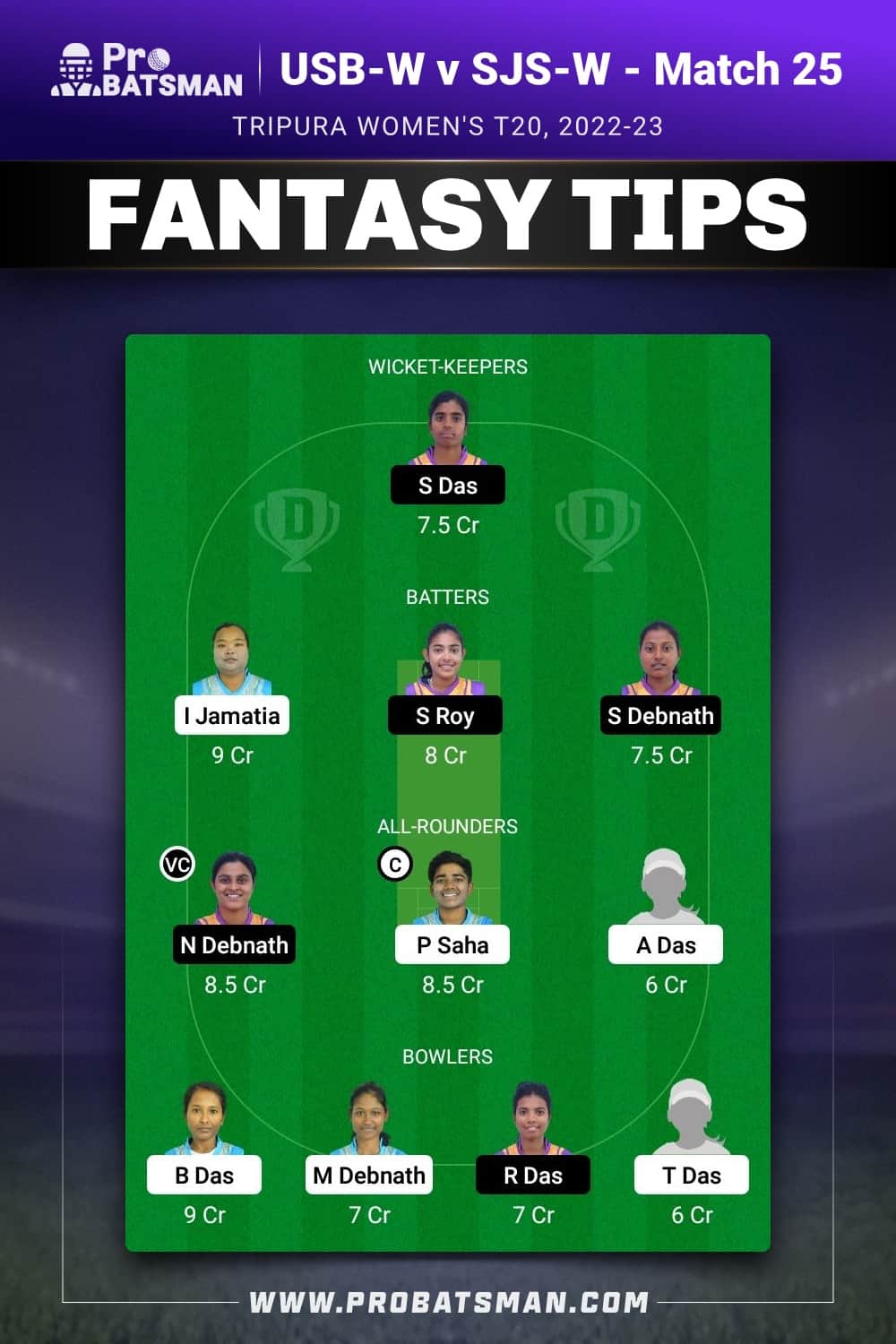 USB-W vs SJS-W Dream11 Prediction - Fantasy Team 2