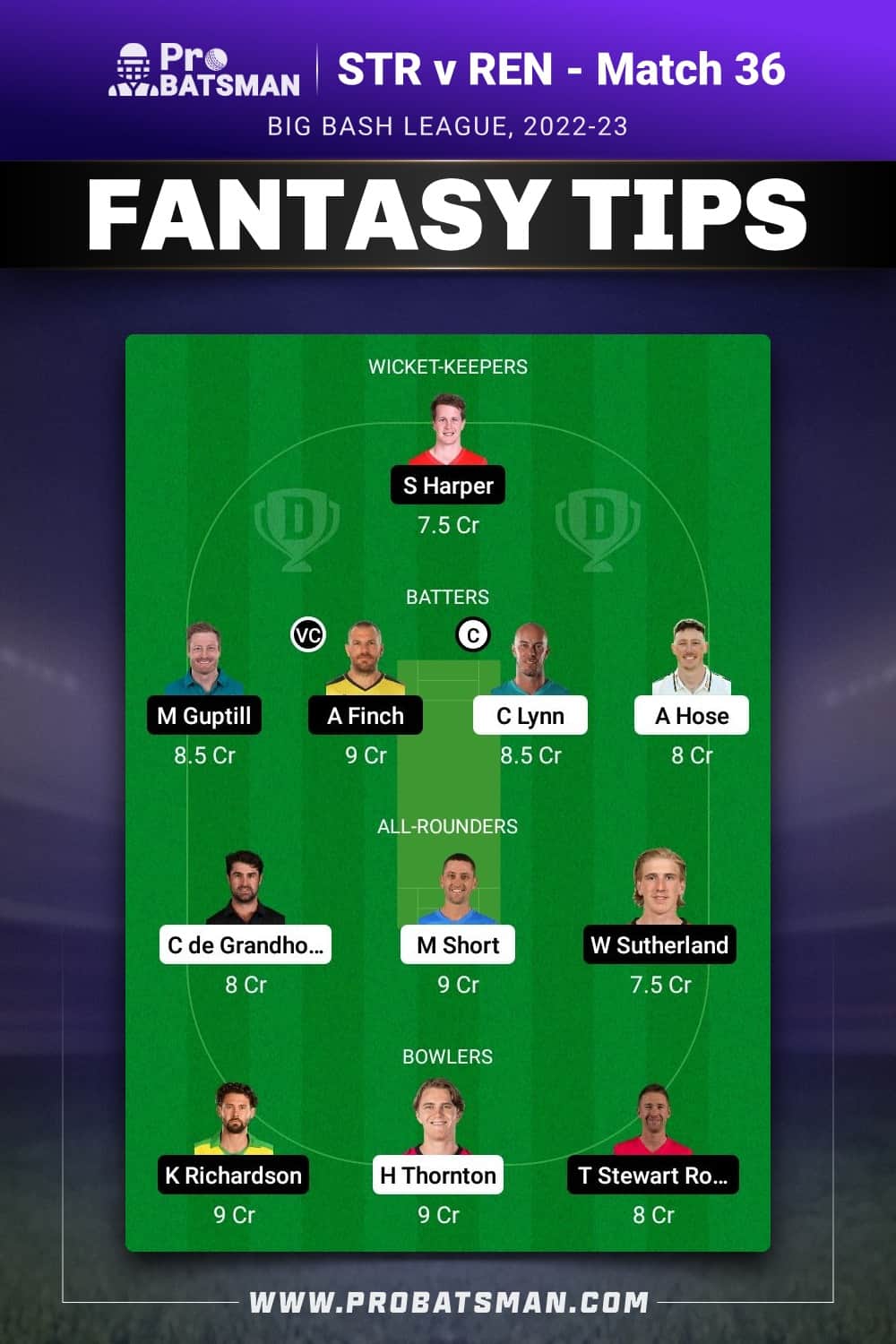 STR vs REN Dream11 Prediction - Fantasy Team 2