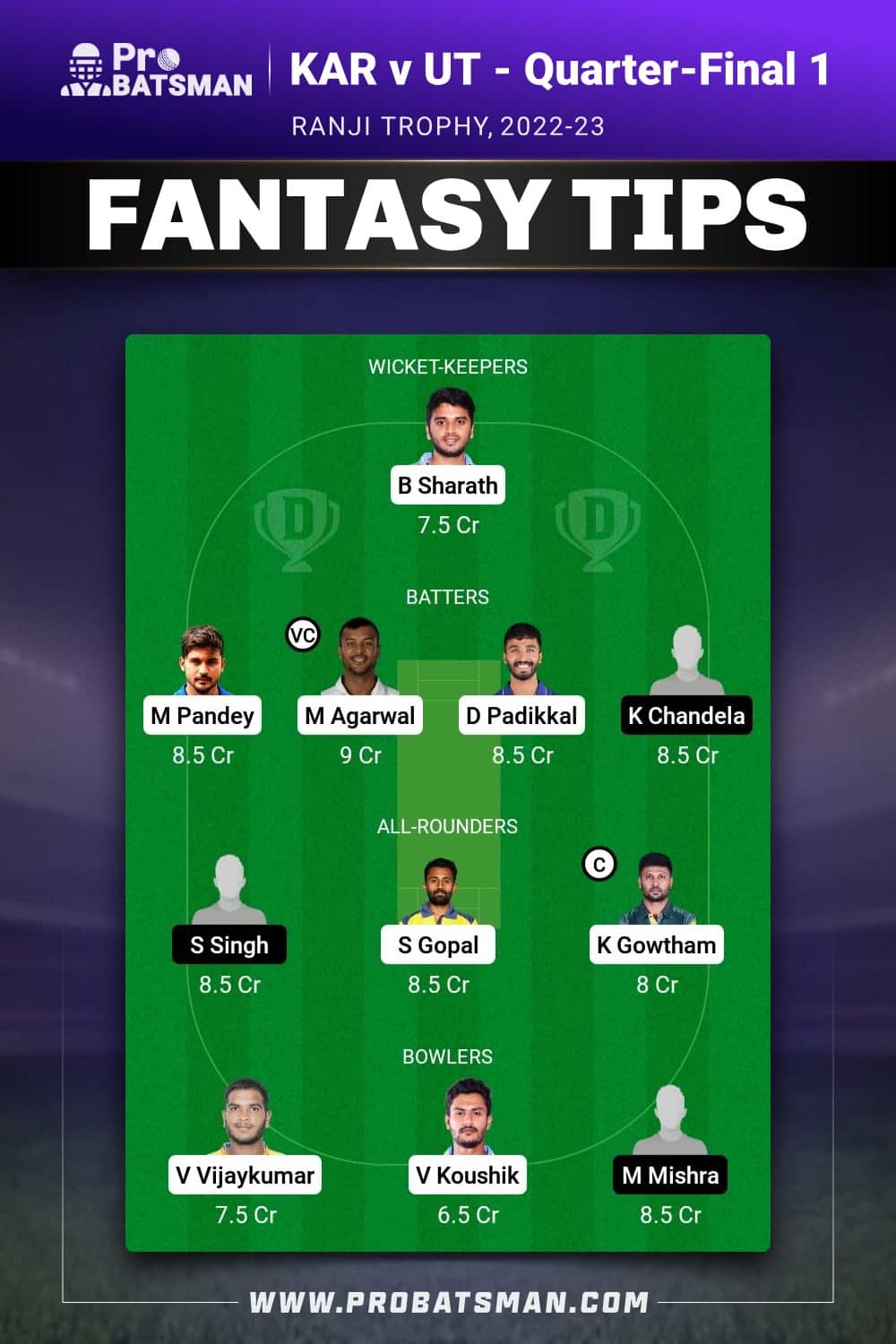 KAR vs UT Dream11 Prediction - Fantasy Team 2