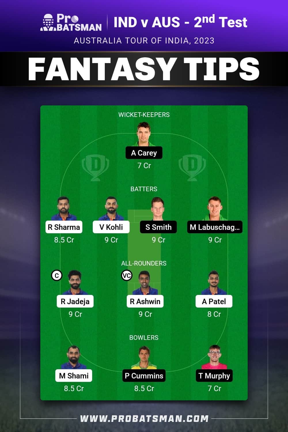 IND vs AUS Dream11 Prediction - Fantasy Team 1