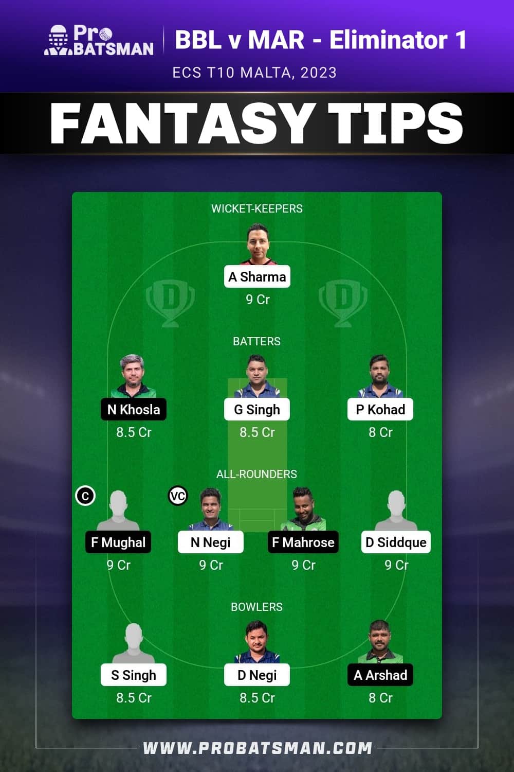 BBL vs MAR Dream11 Prediction - Fantasy Team 1