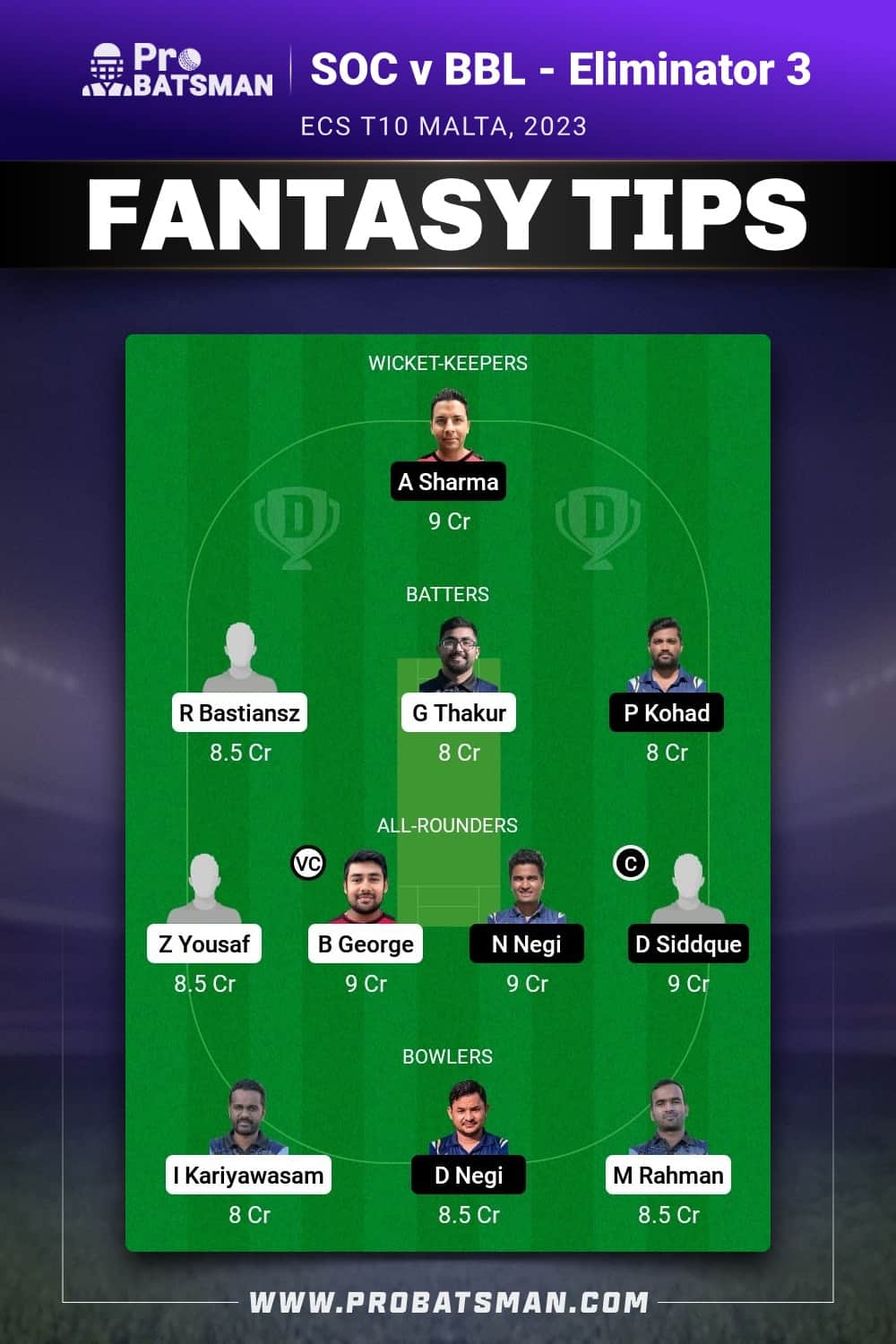 SOC vs BBL Dream11 Prediction - Fantasy Team 2