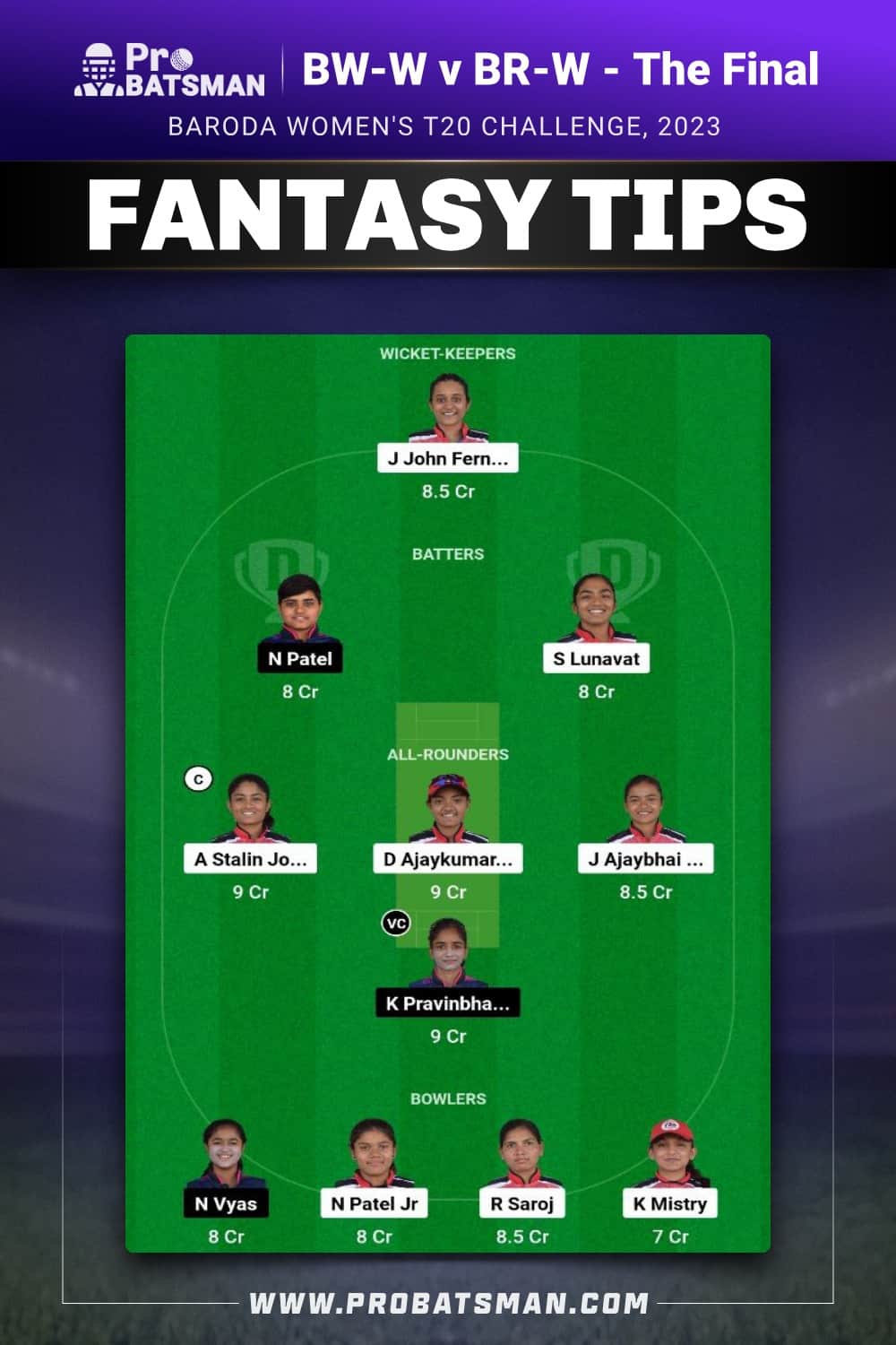 BW-W vs BR-W Dream11 Prediction - Fantasy Team 2