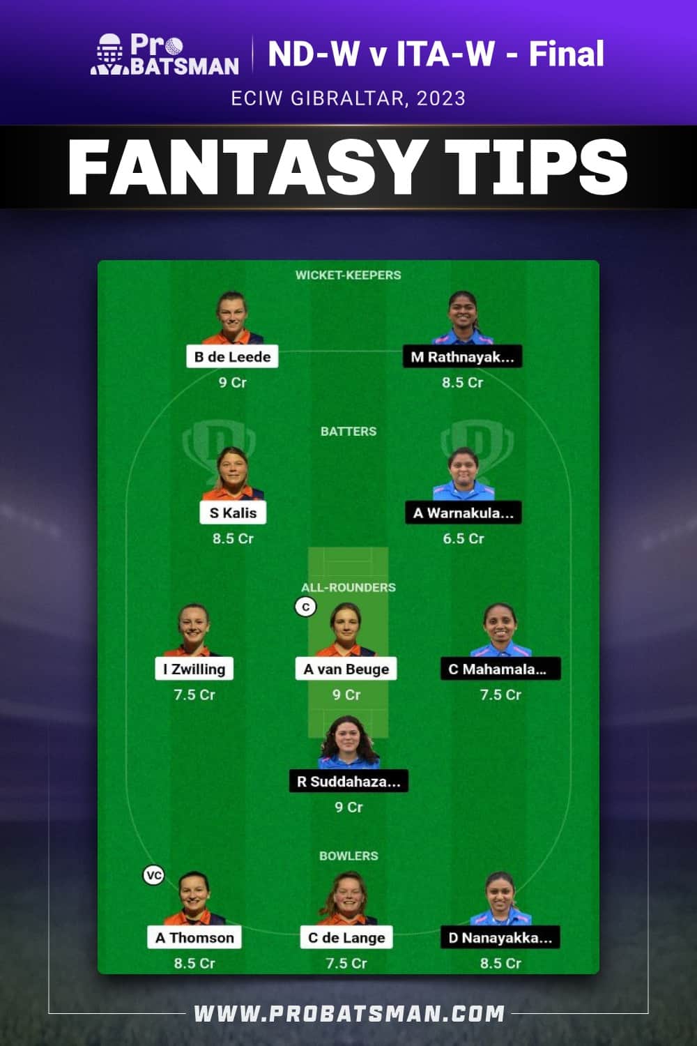 ND-W vs ITA-W Dream11 Prediction - Fantasy Team 2