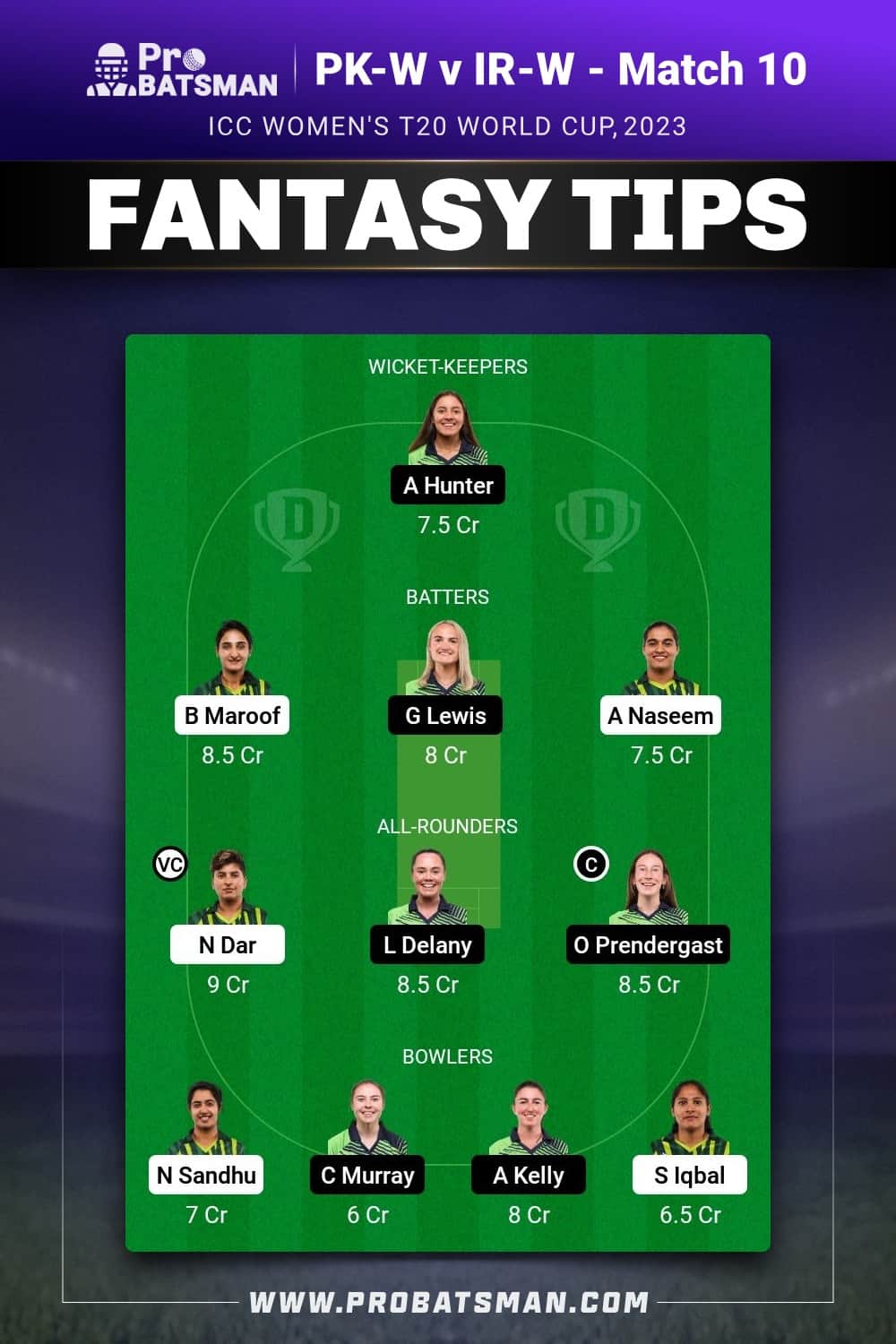 PK-W vs IR-W Dream11 Prediction - Fantasy Team 2