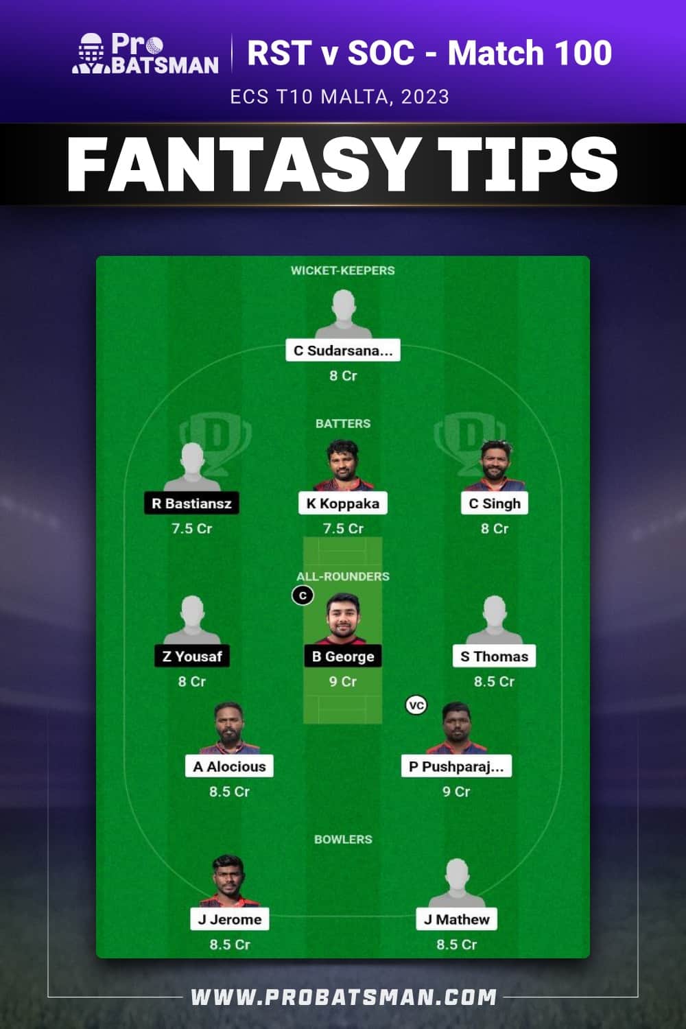 RST vs SOC Dream11 Prediction - Fantasy Team 2