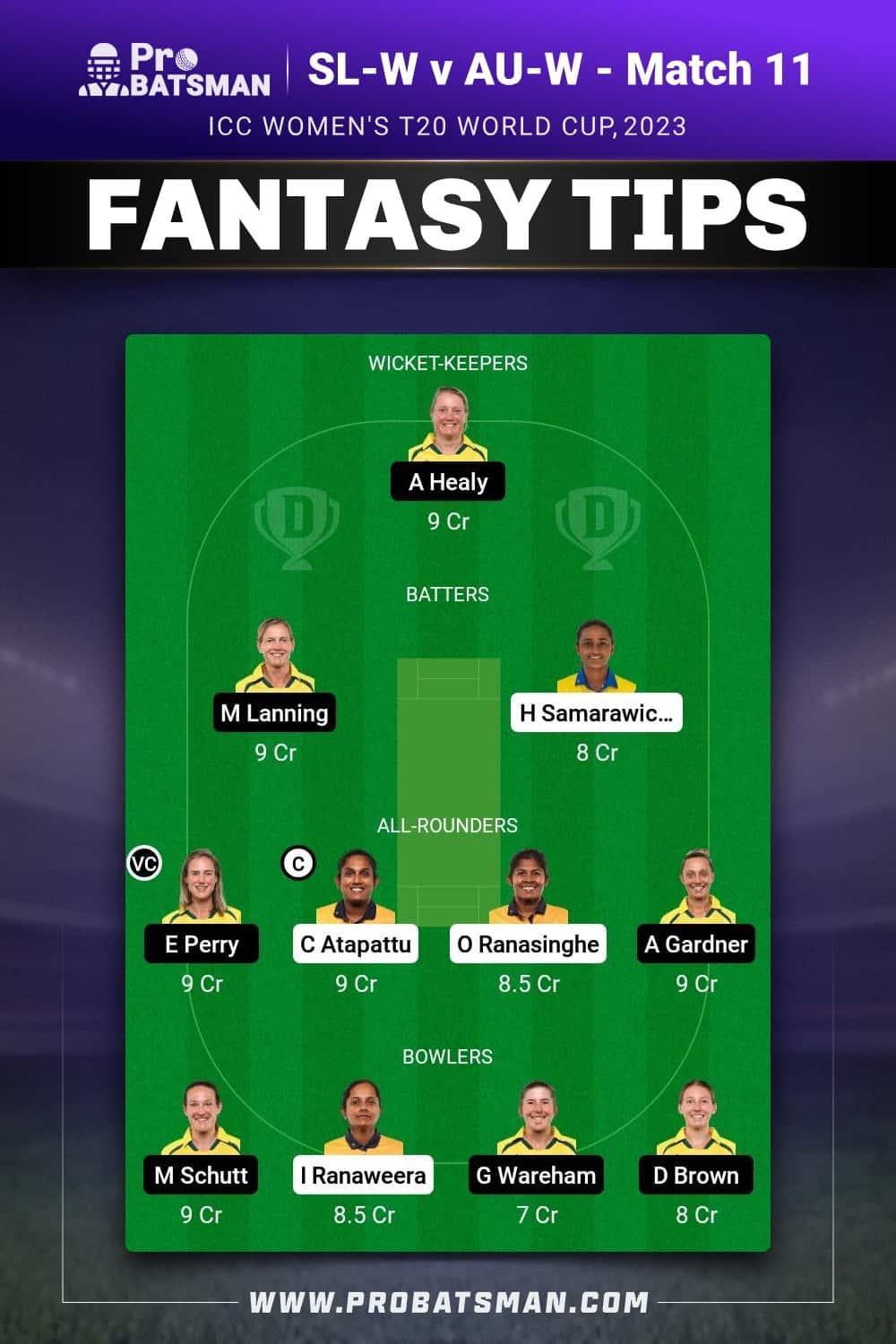 SL-W vs AU-W Dream11 Prediction - Fantasy Team 2