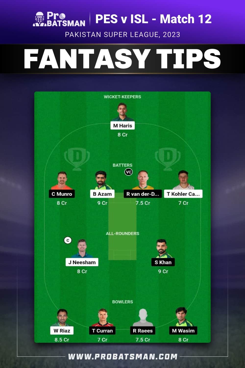 PES vs ISL Dream11 Prediction - Fantasy Team 2