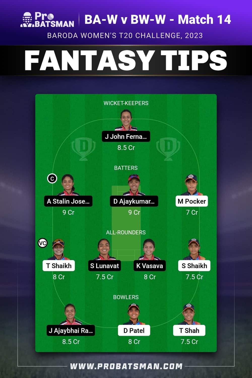 BA-W vs BW-W Dream11 Prediction - Fantasy Team 2