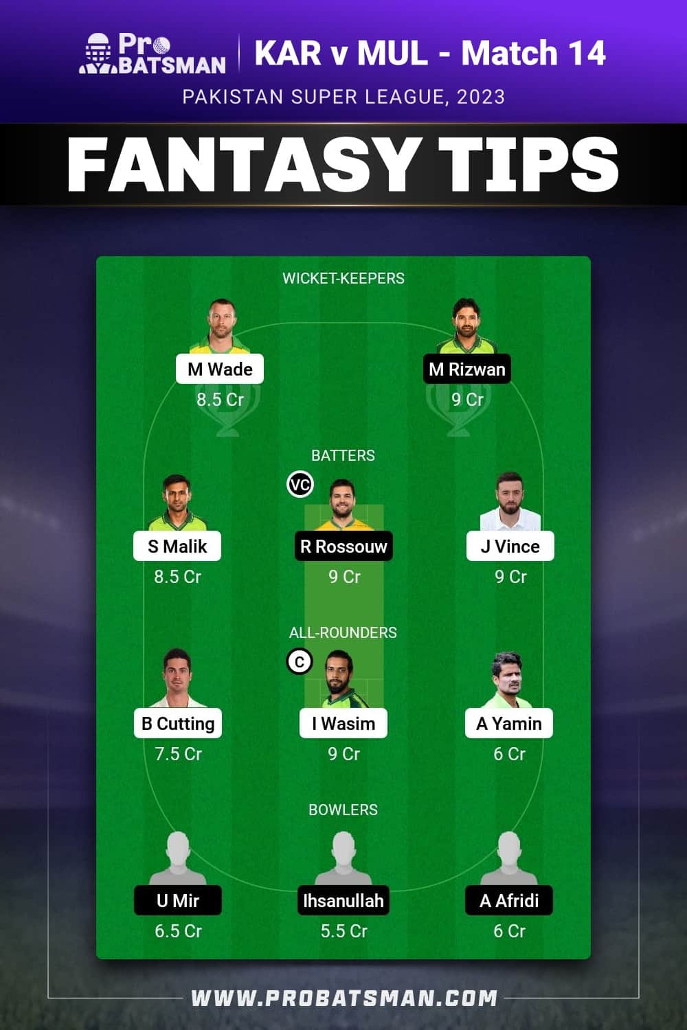 KAR vs MUL Dream11 Prediction - Fantasy Team 2