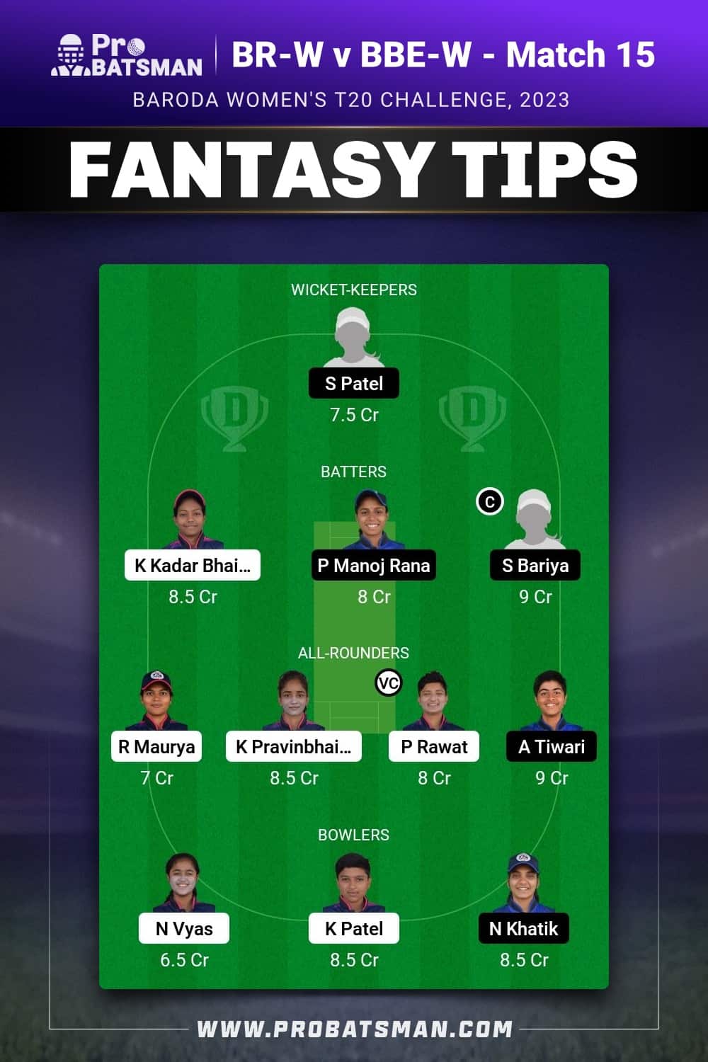 BR-W vs BBE-W Dream11 Prediction - Fantasy Team 2 BR-W vs BBE-W Dream11 Prediction - Fantasy Team 2