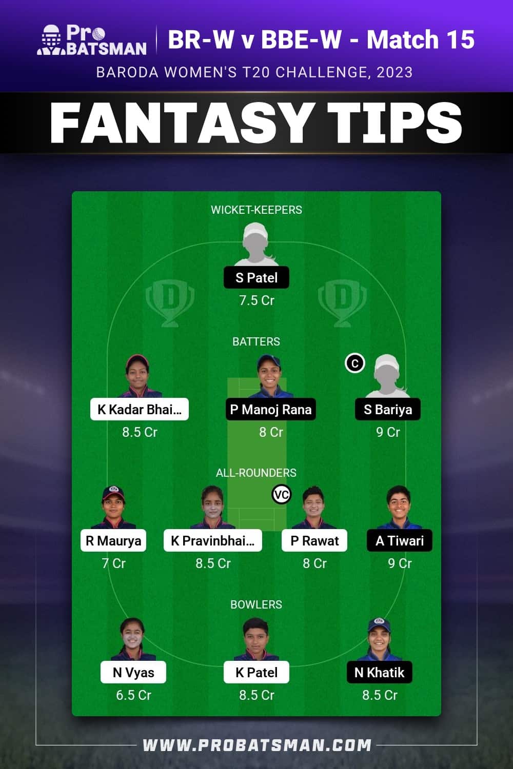 BR-W vs BBE-W Dream11 Prediction - Fantasy Team 2