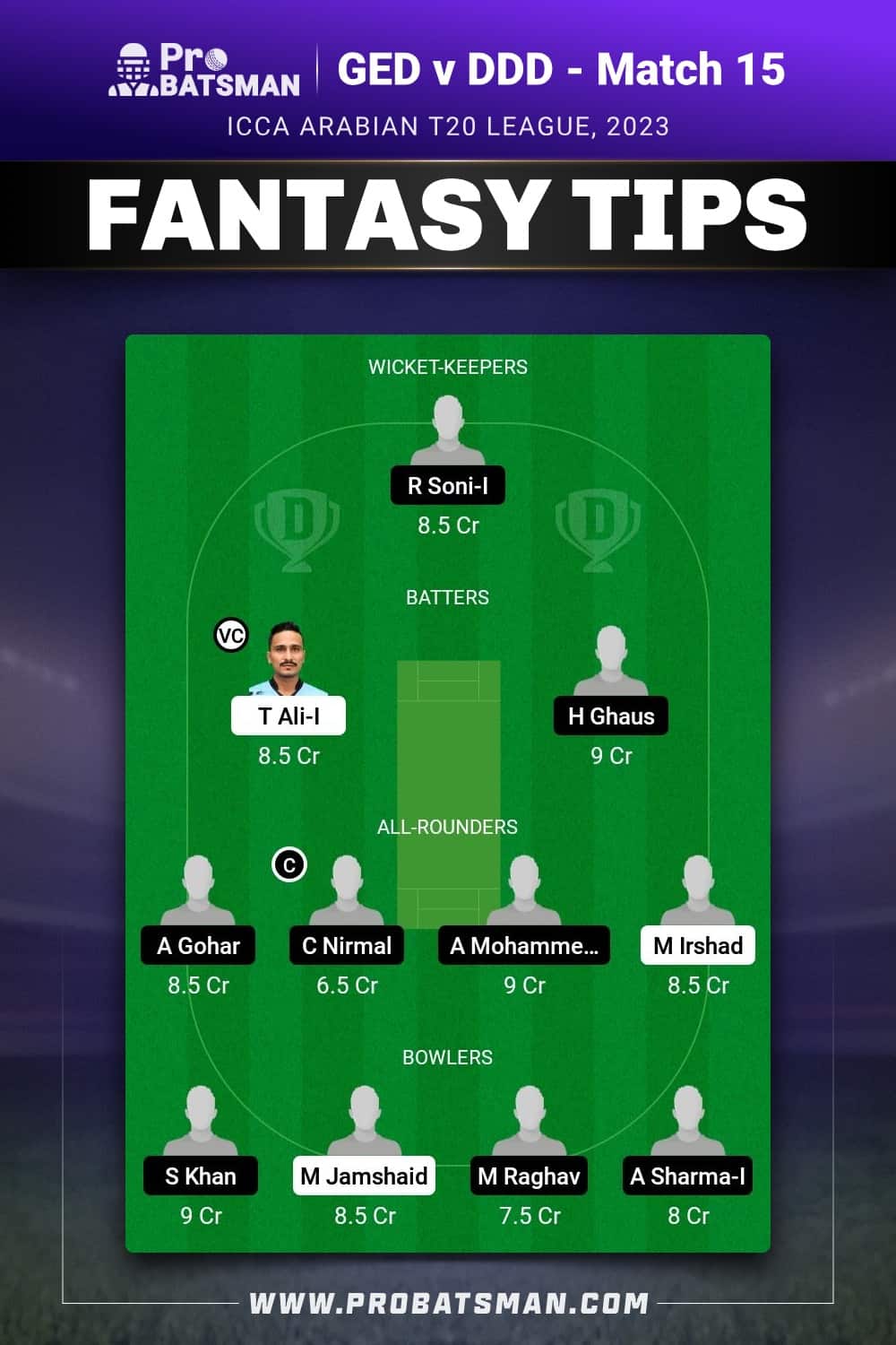 GED vs DDD Dream11 Prediction - Fantasy Team 2