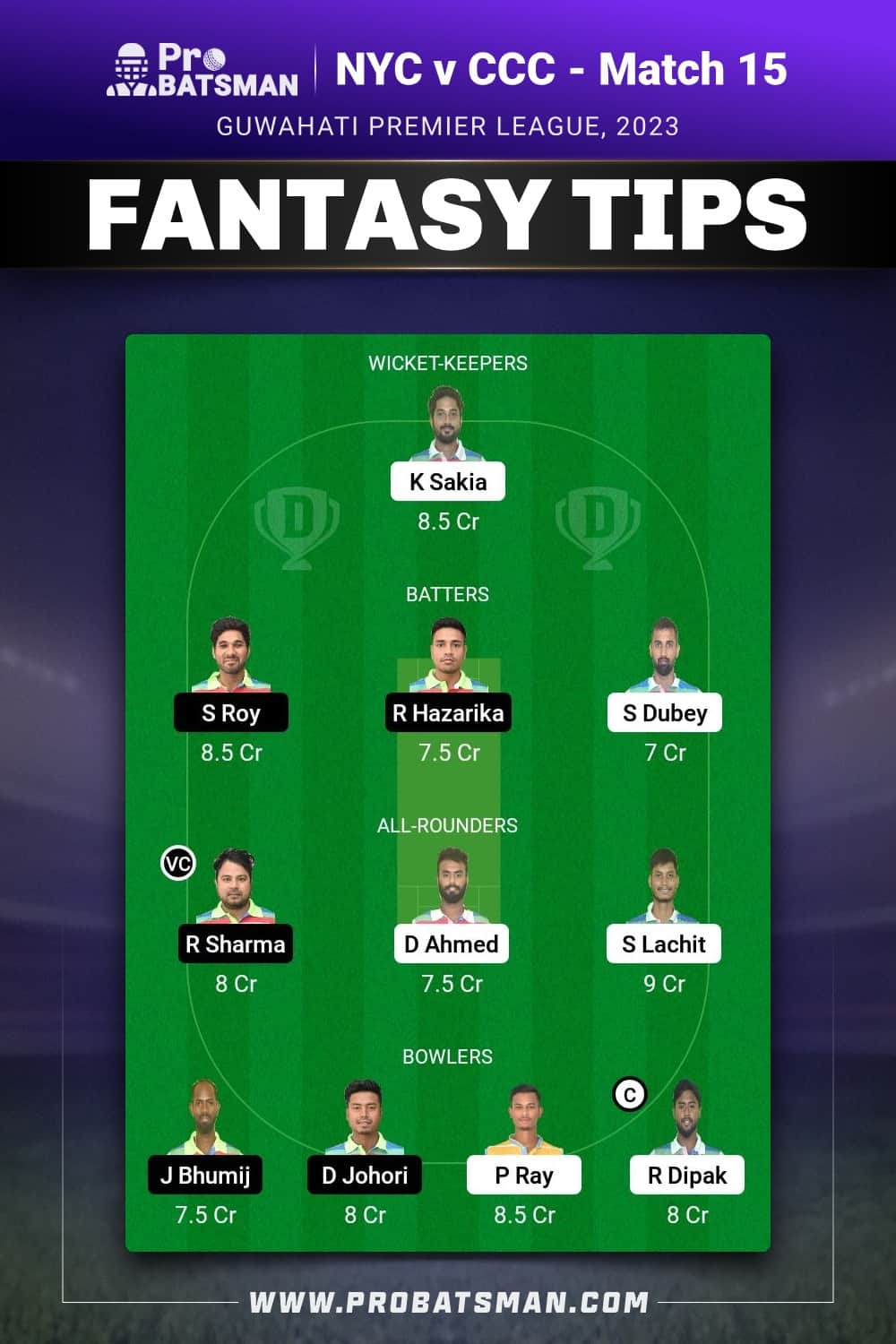 NYC vs CCC Dream11 Prediction - Fantasy Team 2