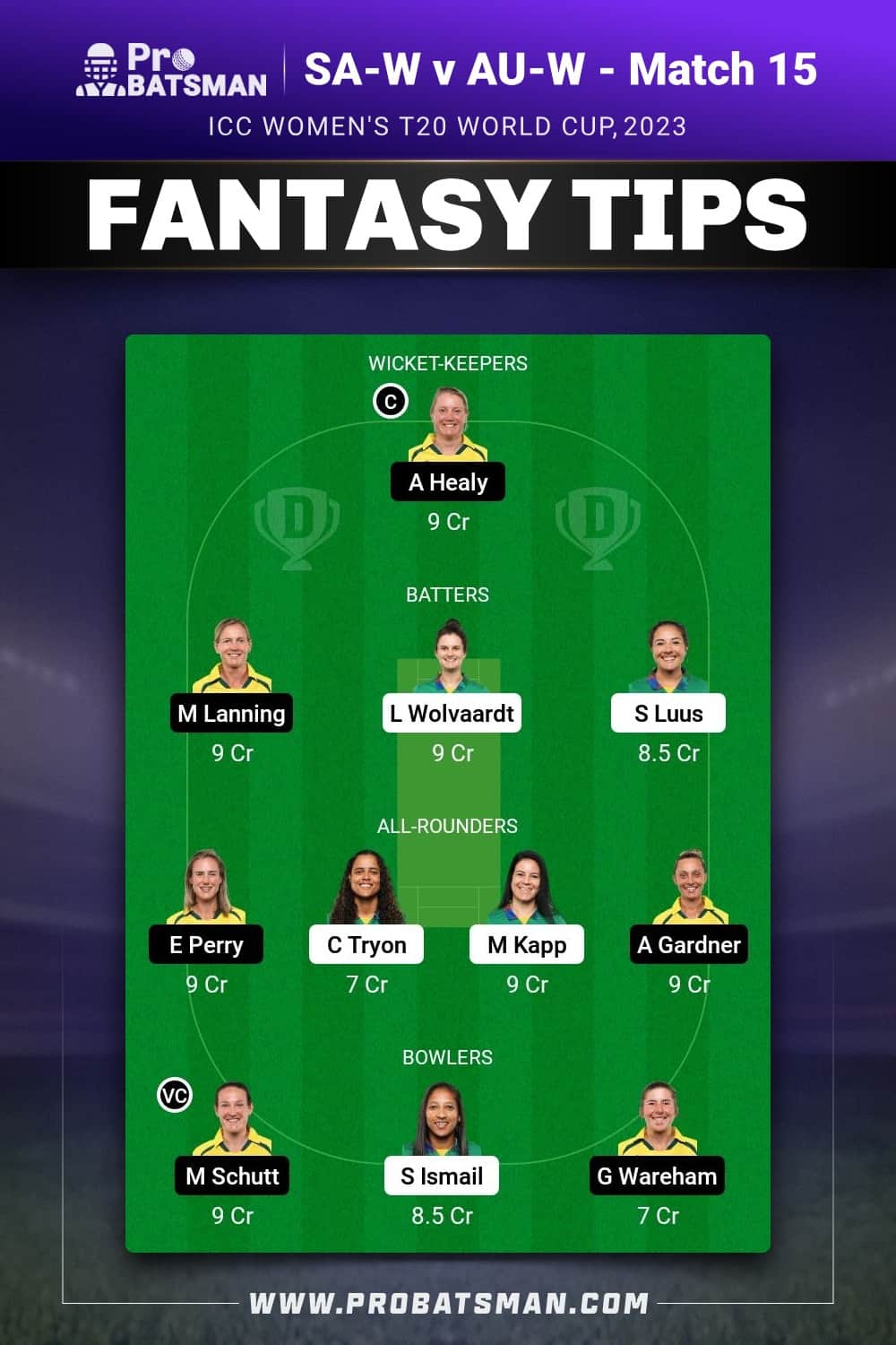 SA-W vs AU-W Dream11 Prediction - Fantasy Team 2