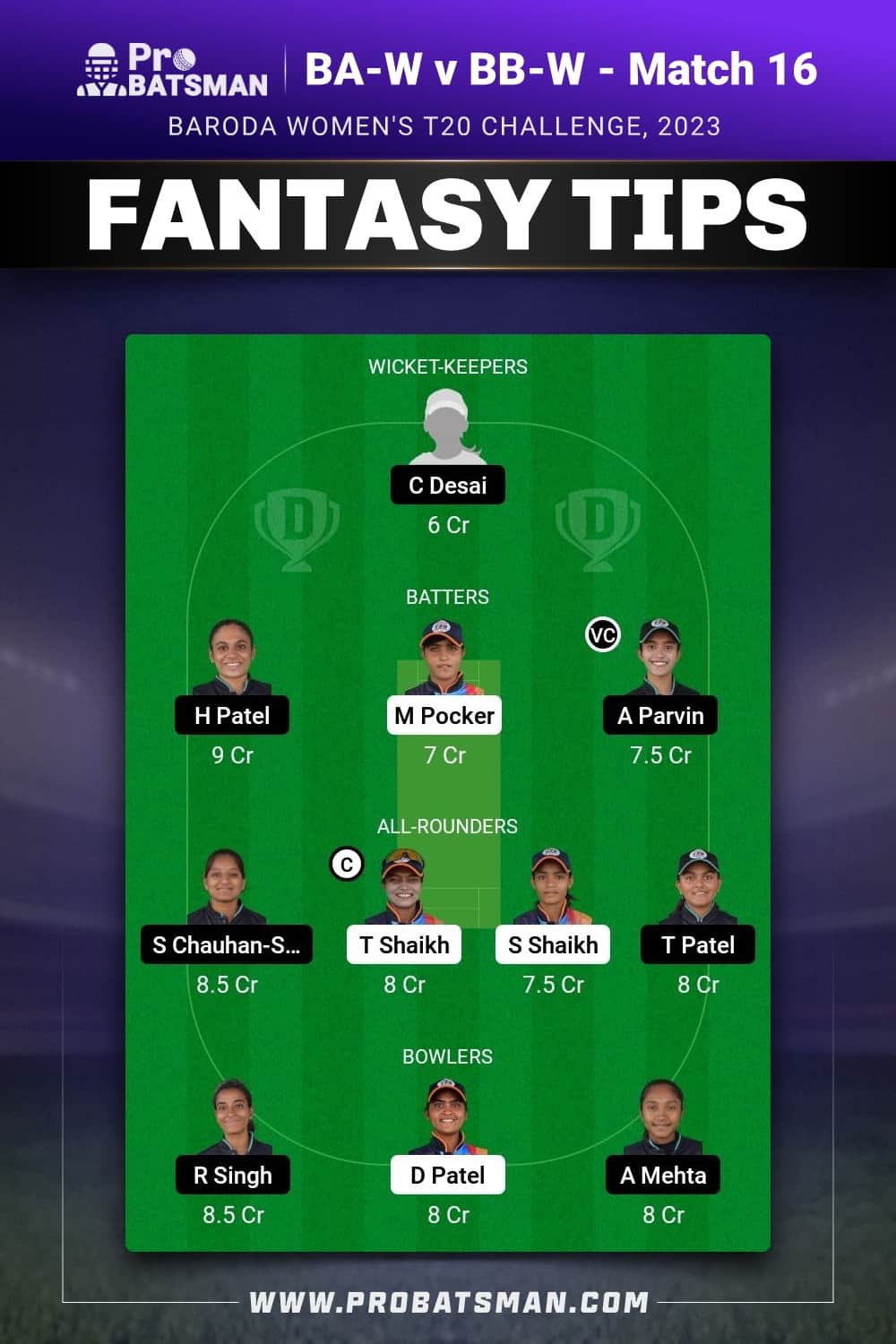 BA-W vs BB-W Dream11 Prediction - Fantasy Team 2