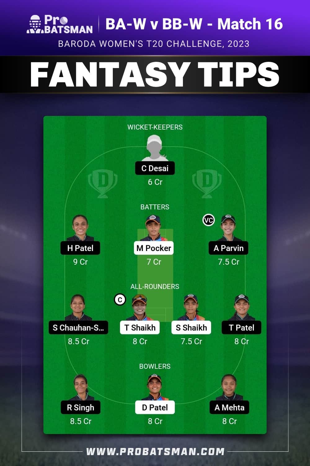 BA-W vs BB-W Dream11 Prediction - Fantasy Team 2