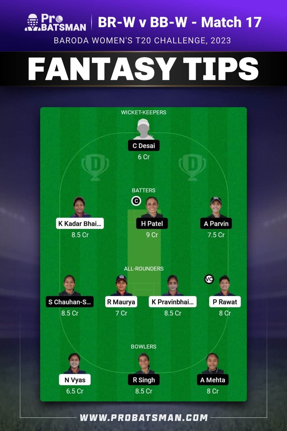 BR-W vs BB-W Dream11 Prediction - Fantasy Team 2