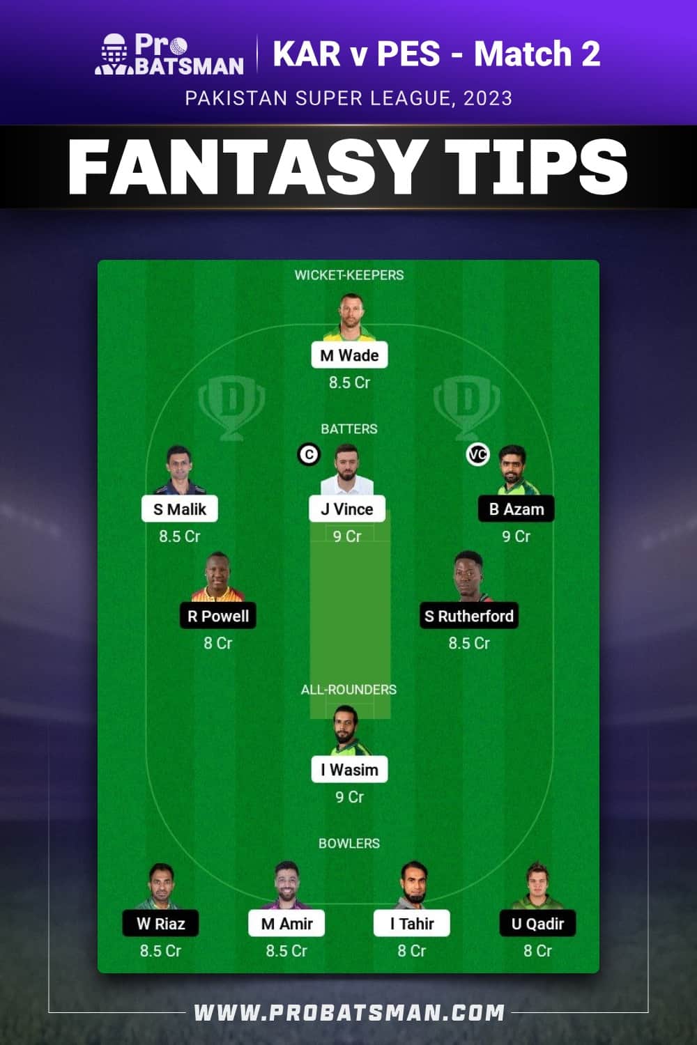 KAR vs PES Dream11 Prediction - Fantasy Team 2