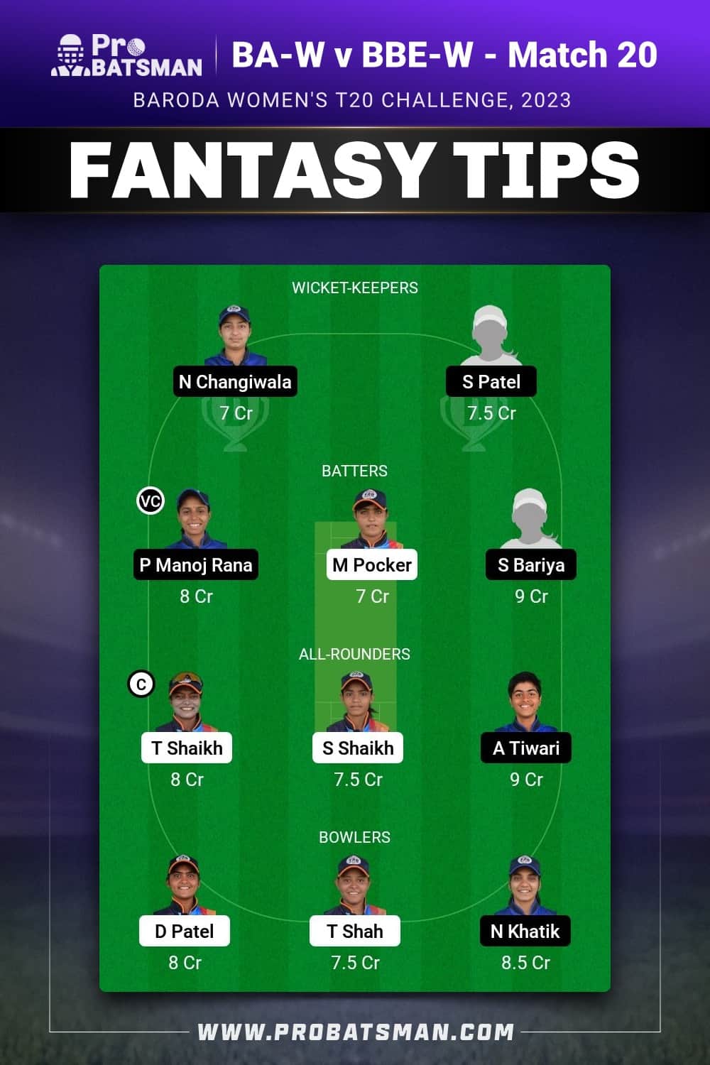 BA-W vs BBE-W Dream11 Prediction - Fantasy Team 2