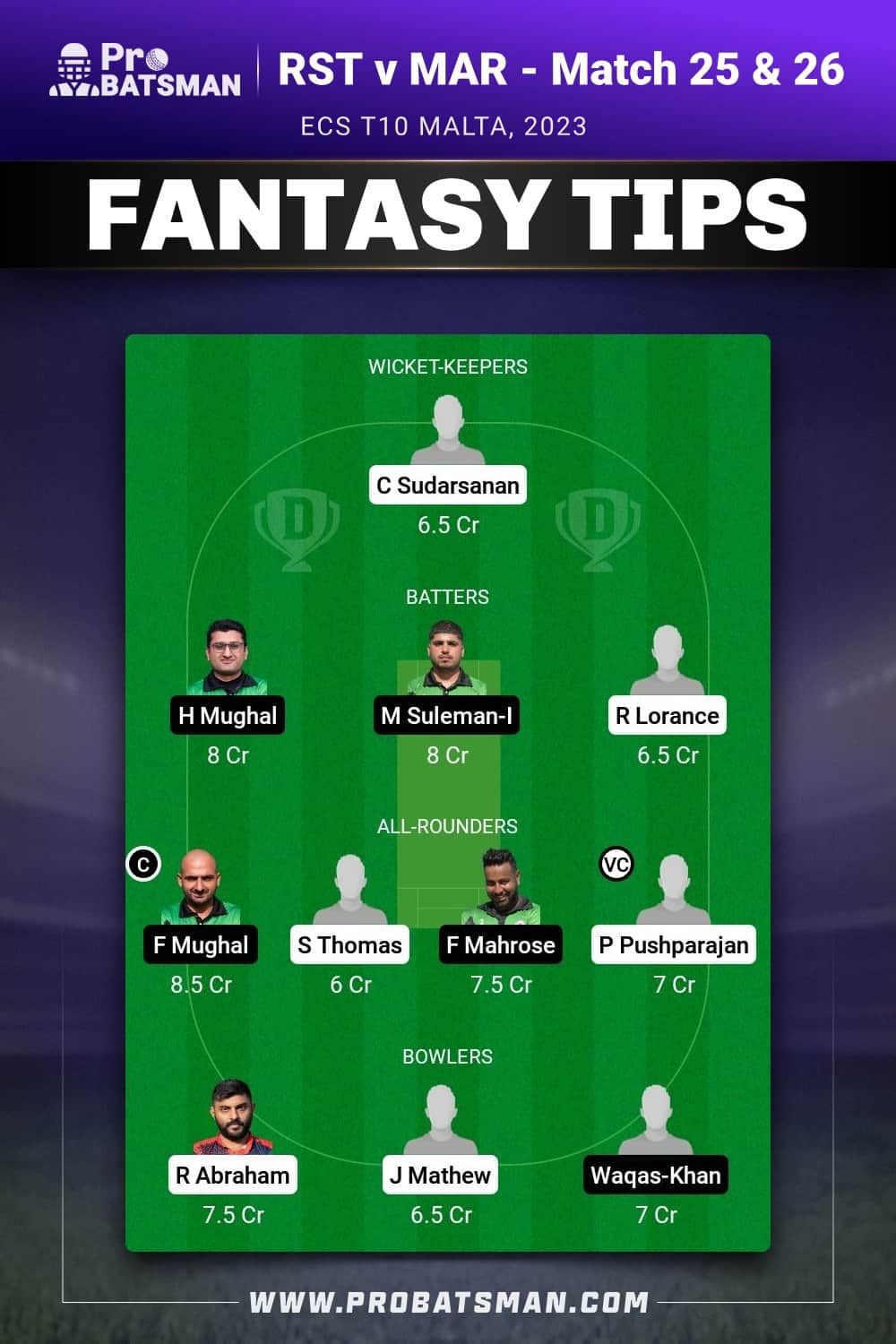 RST vs MAR Dream11 Prediction - Fantasy Team 2