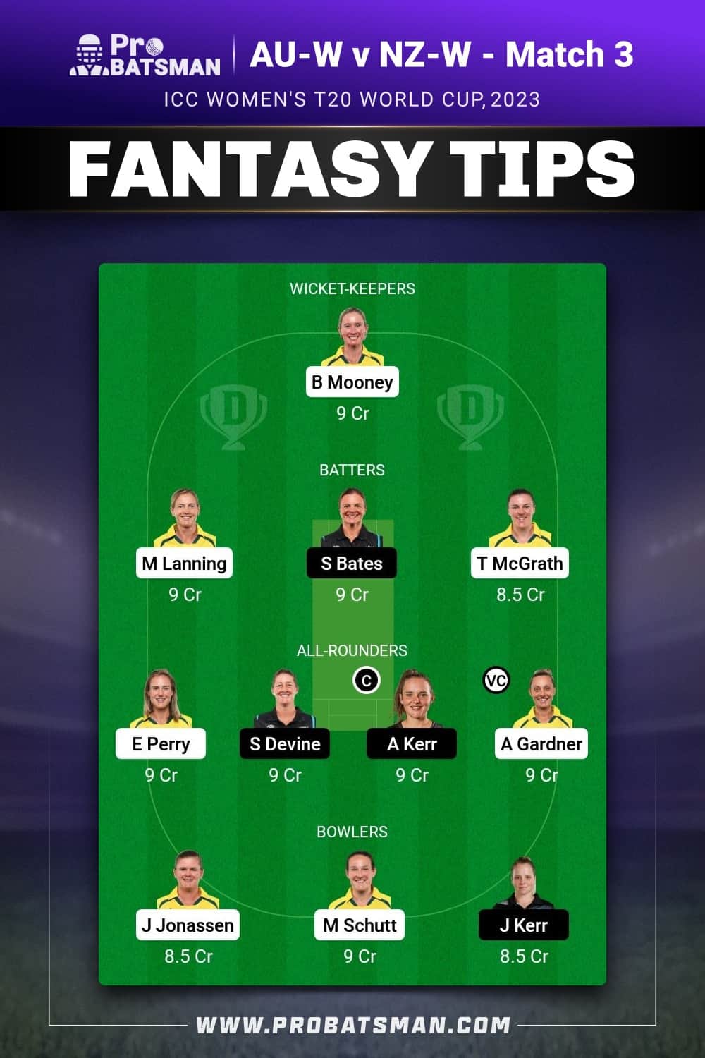 AU-W vs NZ-W Dream11 Prediction - Fantasy Team 1