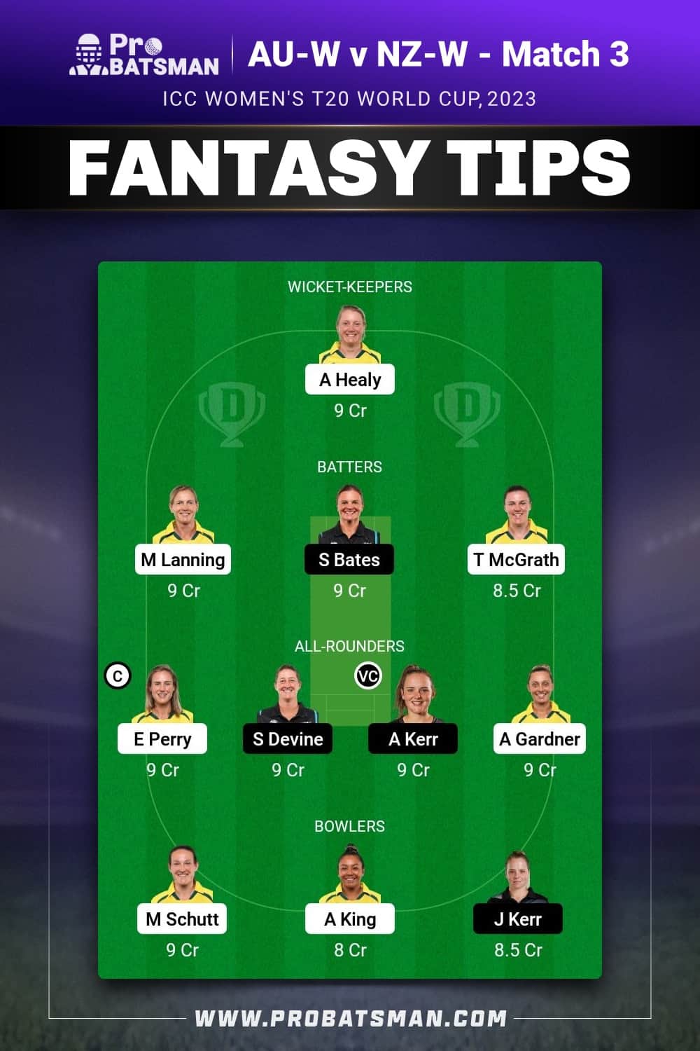 AU-W vs NZ-W Dream11 Prediction - Fantasy Team 2 AU-W vs NZ-W Dream11 Prediction - Fantasy Team 2