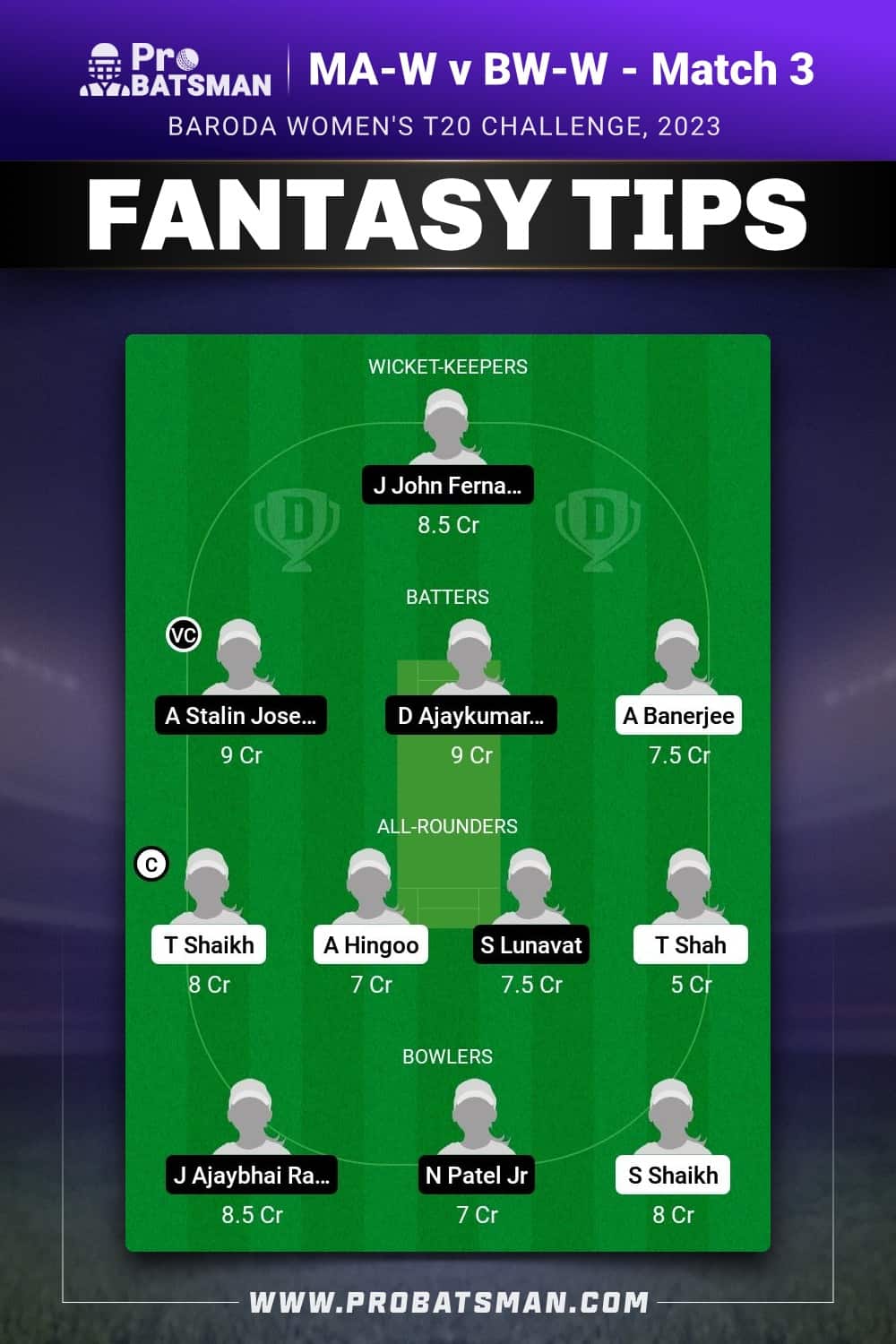 BA-W vs BW-W Dream11 Prediction - Fantasy Team 2