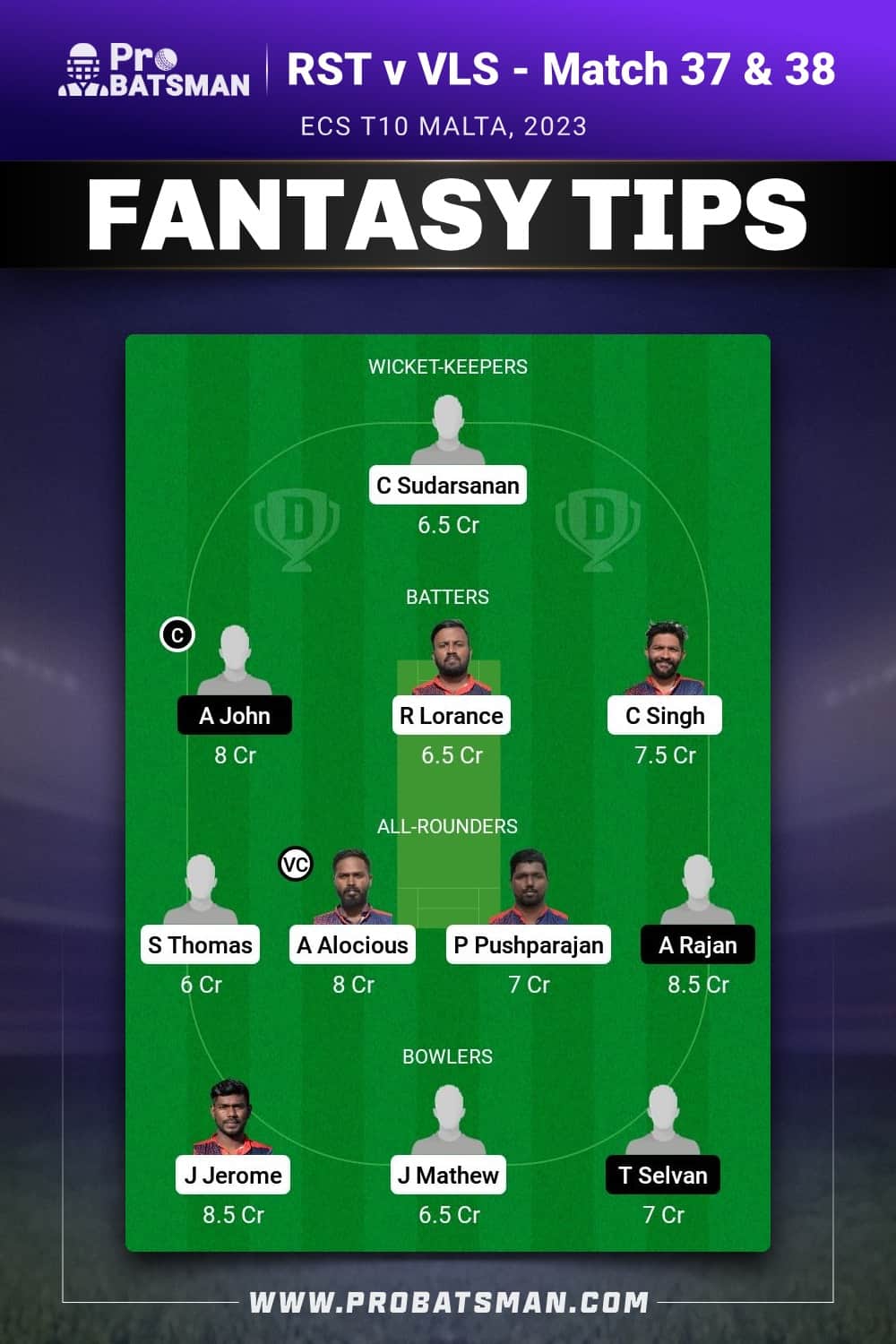 RST vs VLS Dream11 Prediction - Fantasy Team 2 RST vs VLS Dream11 Prediction - Fantasy Team 2