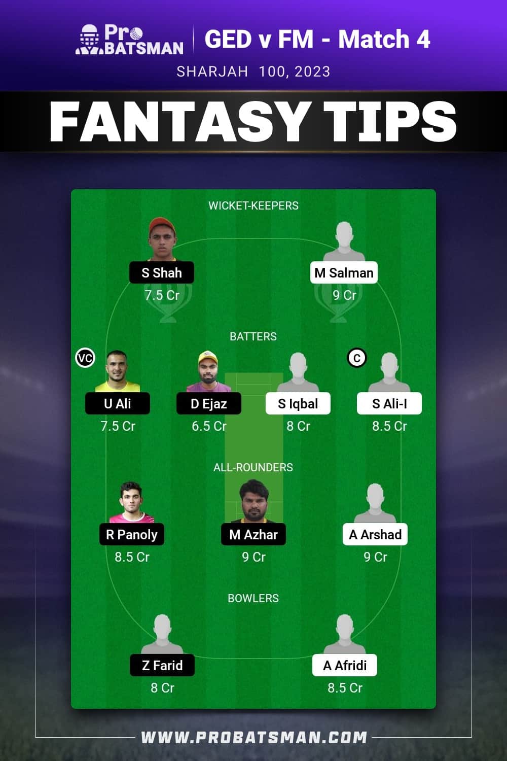 GED vs FM Dream11 Prediction - Fantasy Team 2