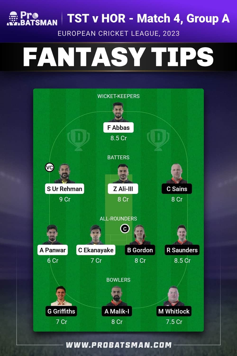 TST vs HOR Dream11 Prediction - Fantasy Team 2