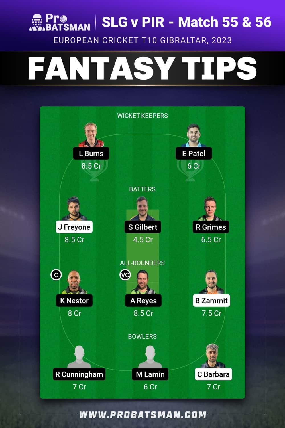 SLG vs PIR Dream11 Prediction - Fantasy Team 1