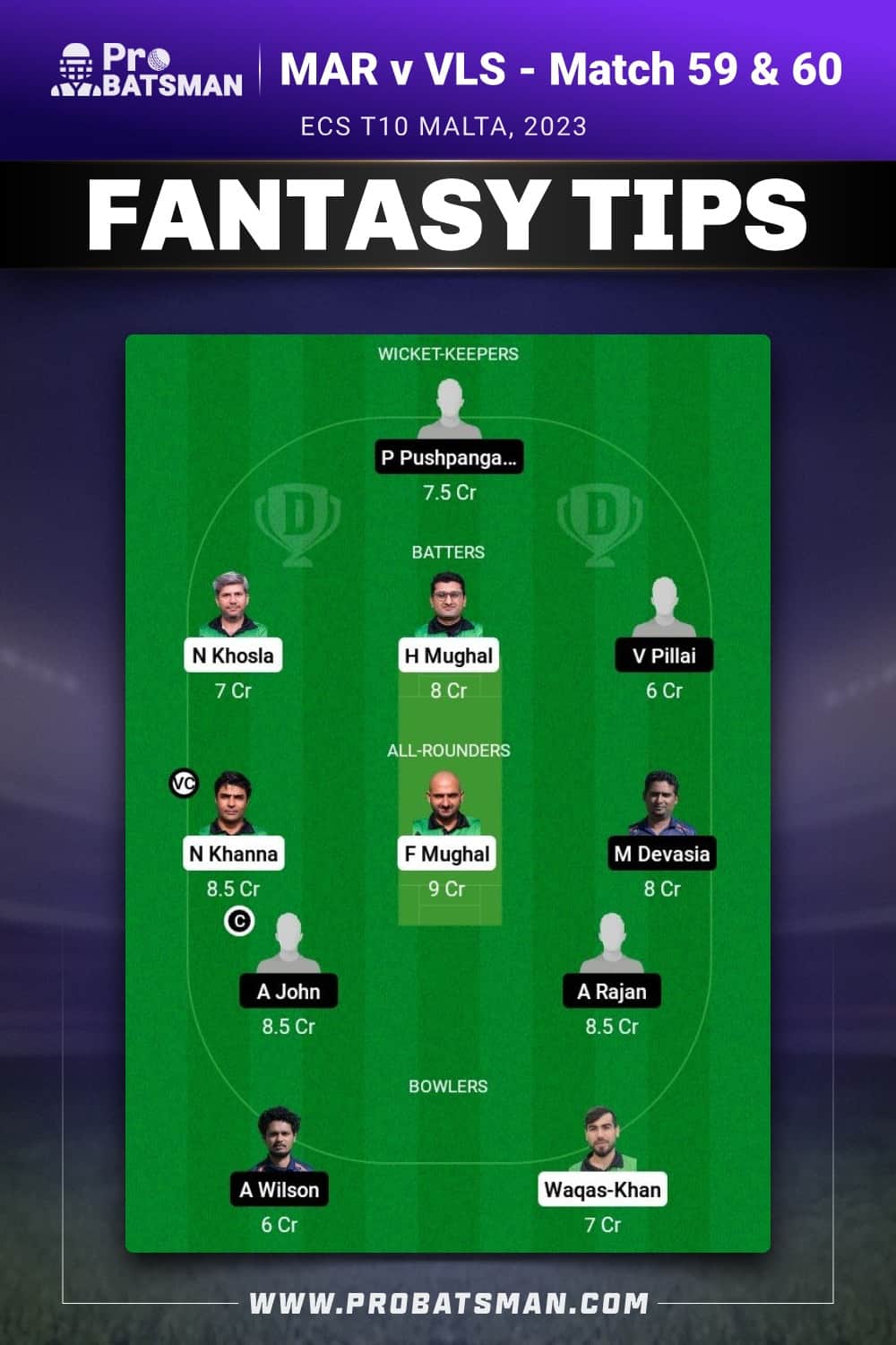 MAR vs VLS Dream11 Prediction - Fantasy Team 2