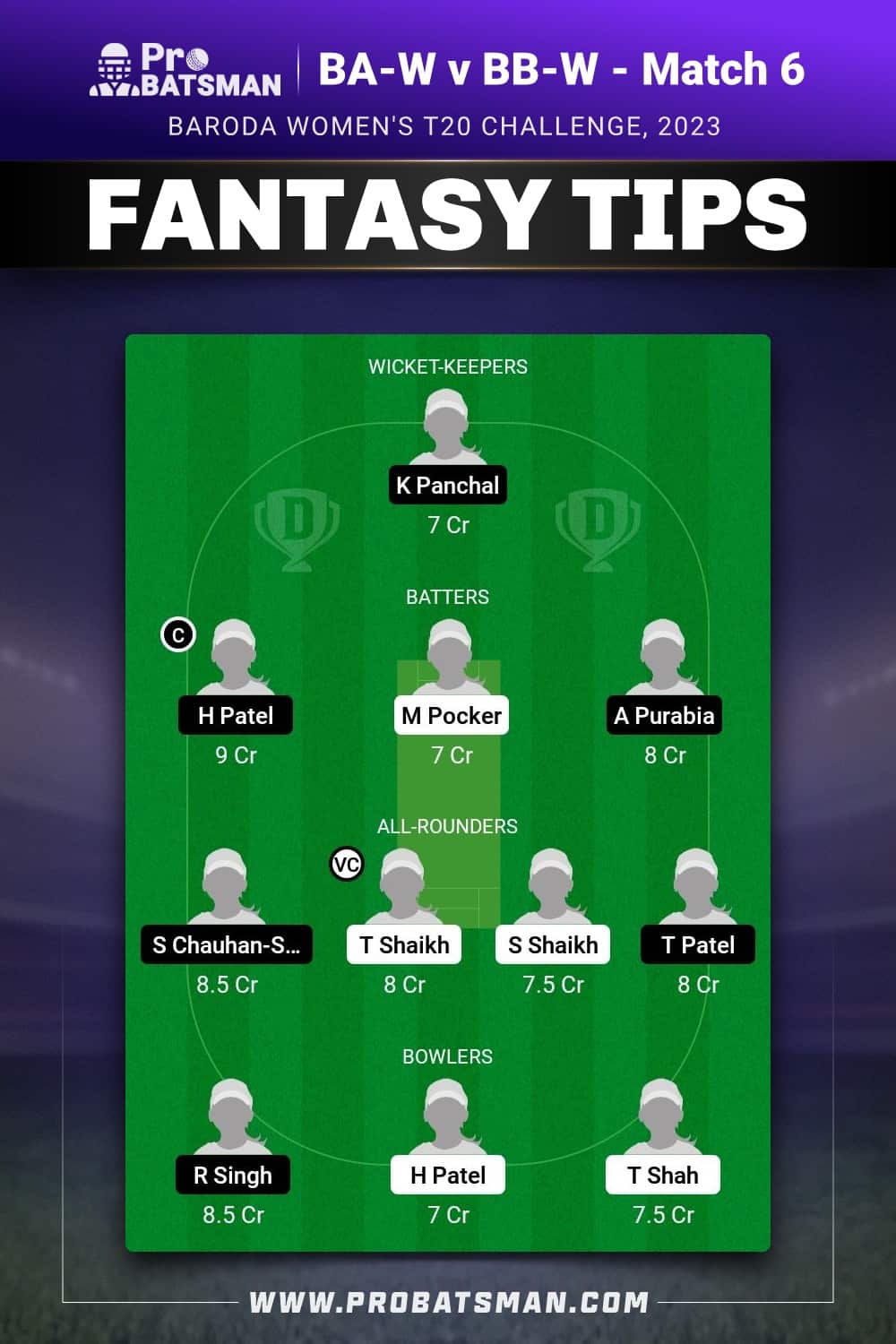 BA-W vs BB-W Dream11 Prediction - Fantasy Team 1