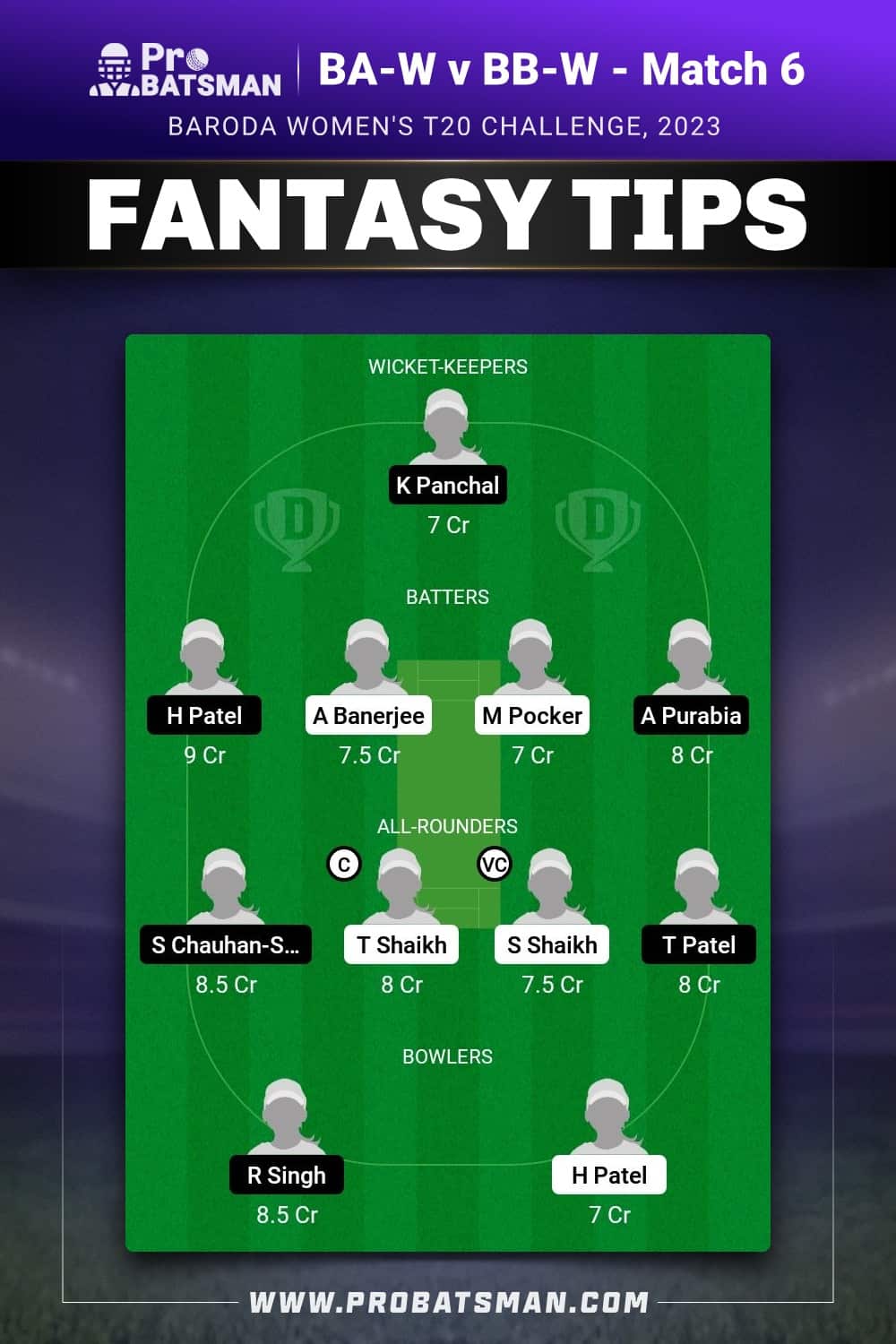 BA-W vs BB-W Dream11 Prediction - Fantasy Team 1