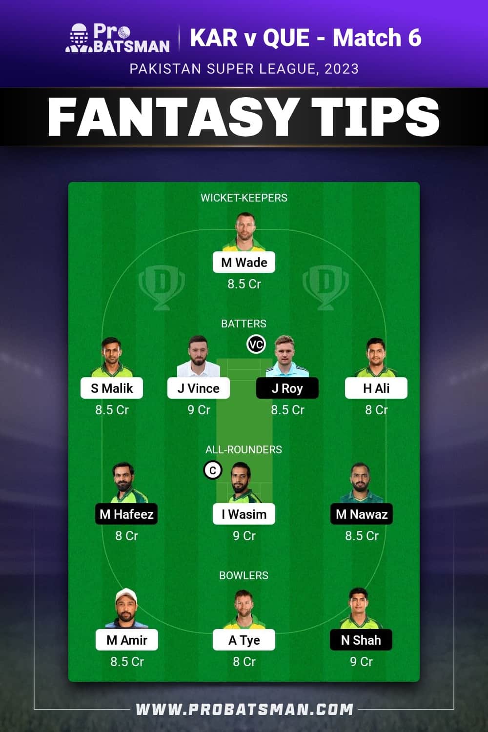 KAR vs QUE Dream11 Prediction - Fantasy Team 1 KAR vs QUE Dream11 Prediction - Fantasy Team 1
