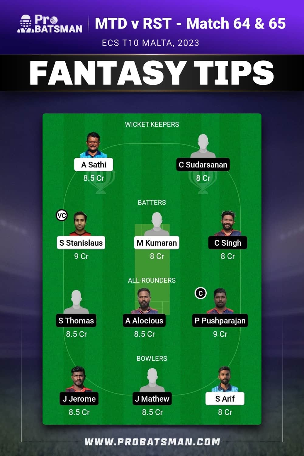 MTD vs RST Dream11 Prediction - Fantasy Team 1 MTD vs RST Dream11 Prediction - Fantasy Team 1