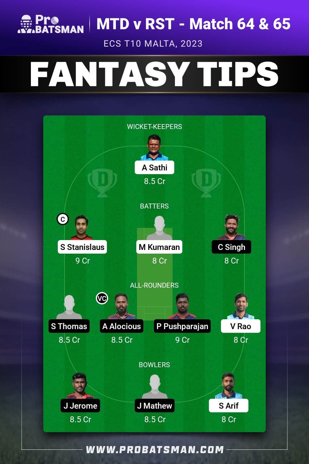 MTD vs RST Dream11 Prediction - Fantasy Team 2 MTD vs RST Dream11 Prediction - Fantasy Team 2
