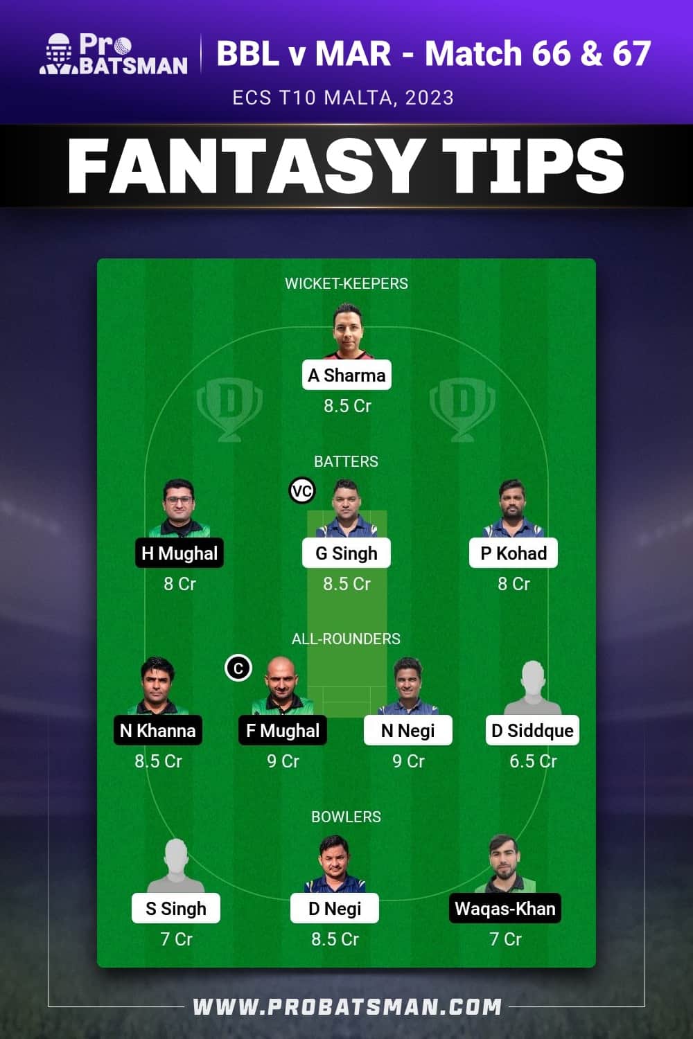 BBL vs MAR Dream11 Prediction - Fantasy Team 2