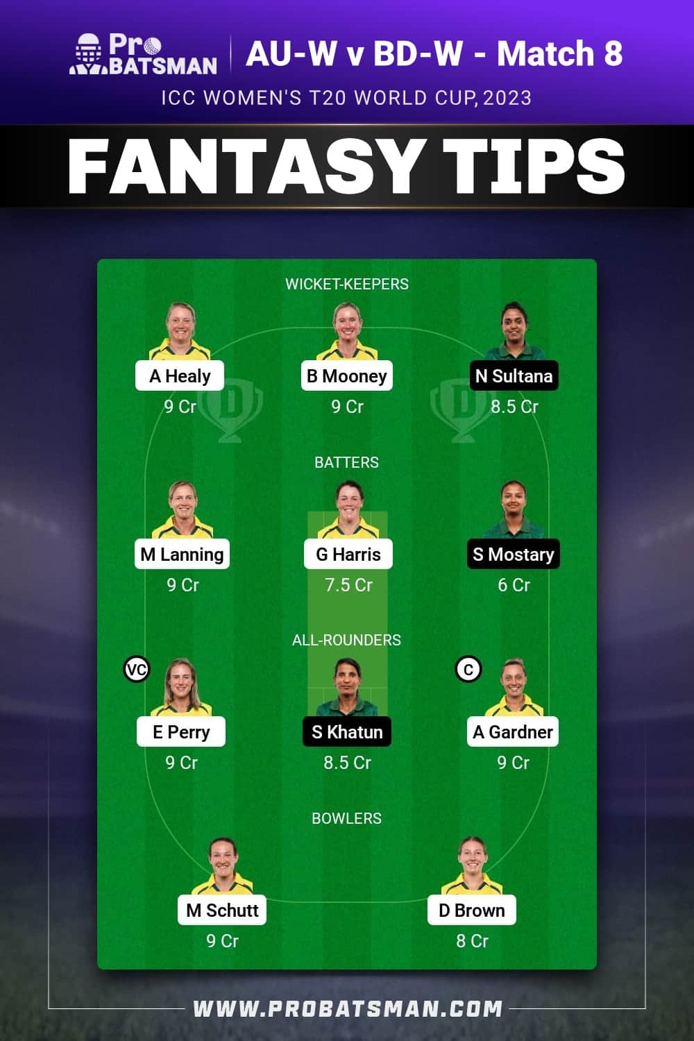 AU-W vs BD-W Dream11 Prediction - Fantasy Team 1 AU-W vs BD-W Dream11 Prediction - Fantasy Team 1